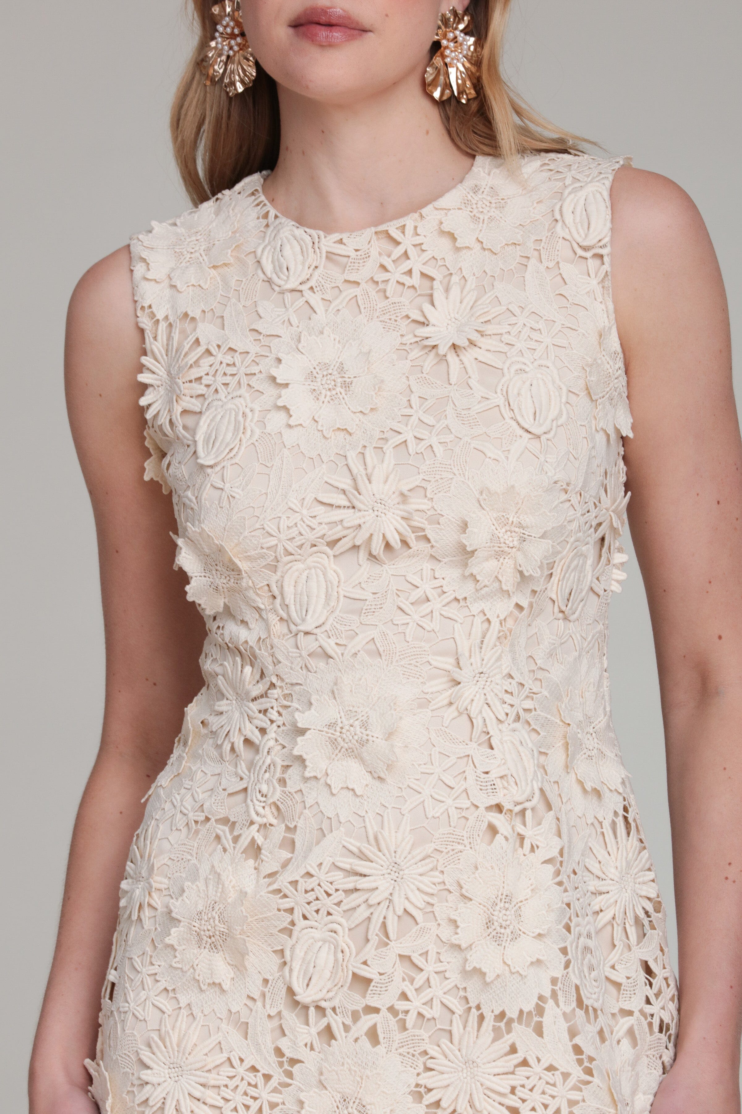 Sleeveless 3D Floral Embroidered Mini Dress Sleeveless 3D Floral Embroidered Mini Dress