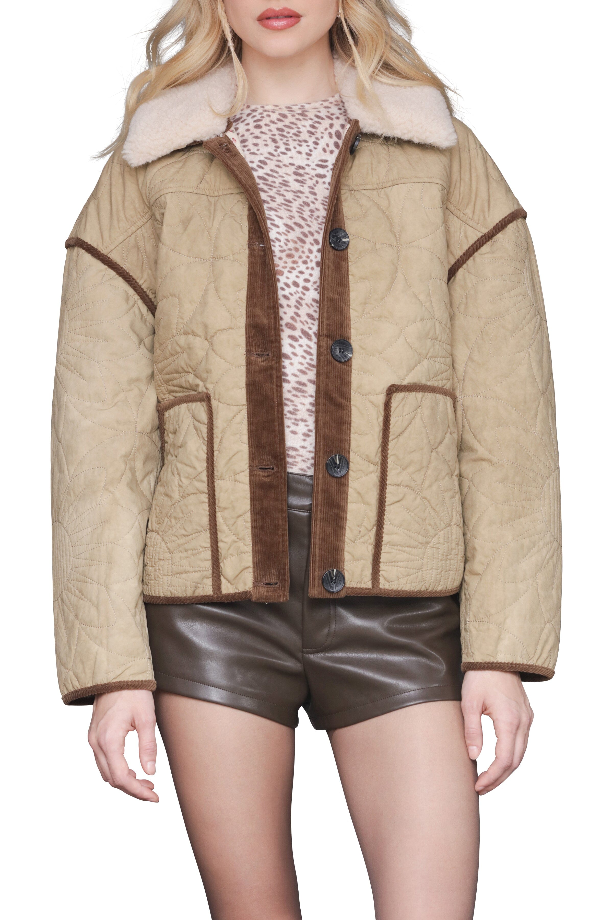 Floral Quilted Shacket With FU Avec Les Filles 