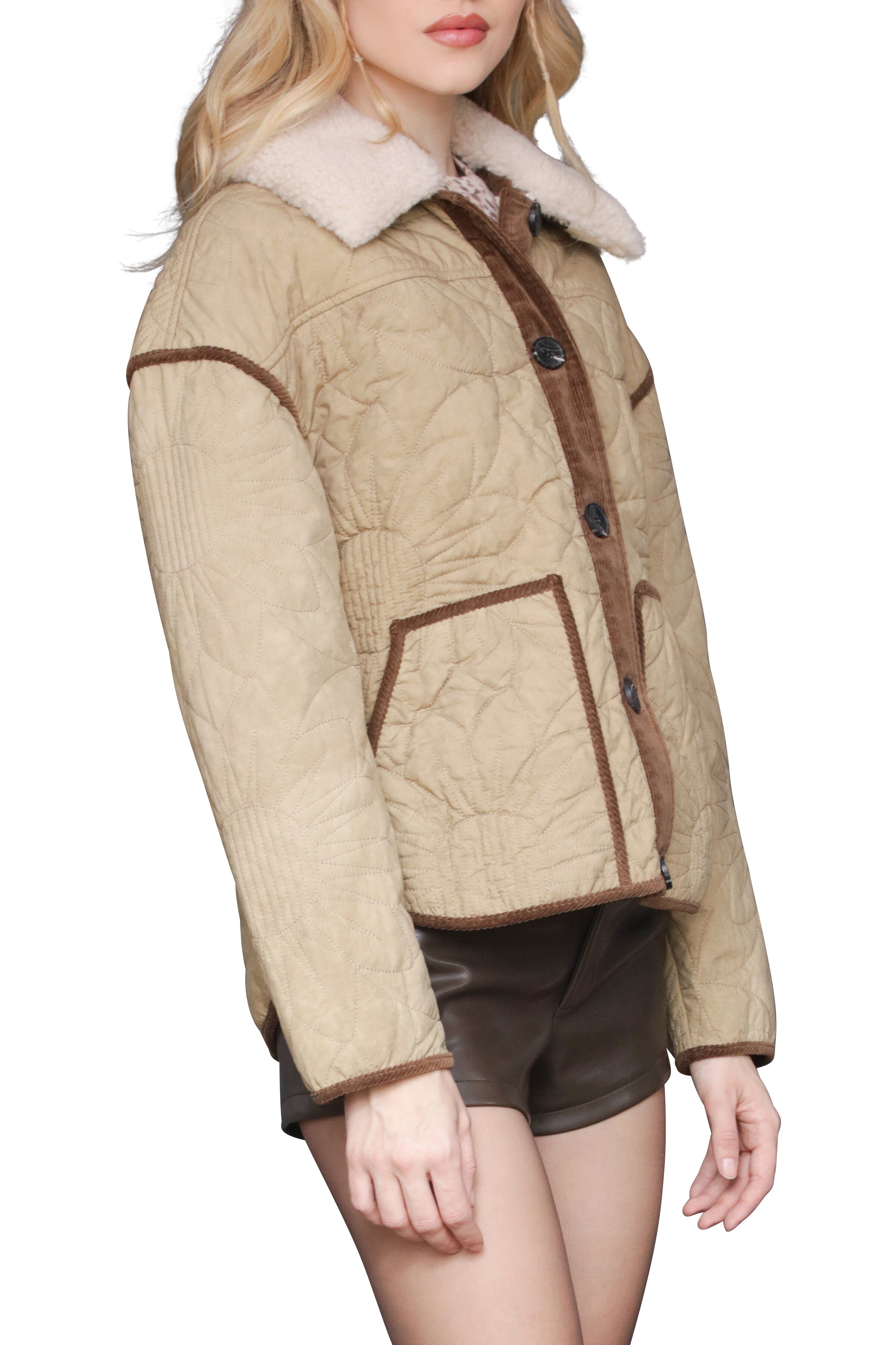 Floral Quilted Shacket With FU Avec Les Filles 