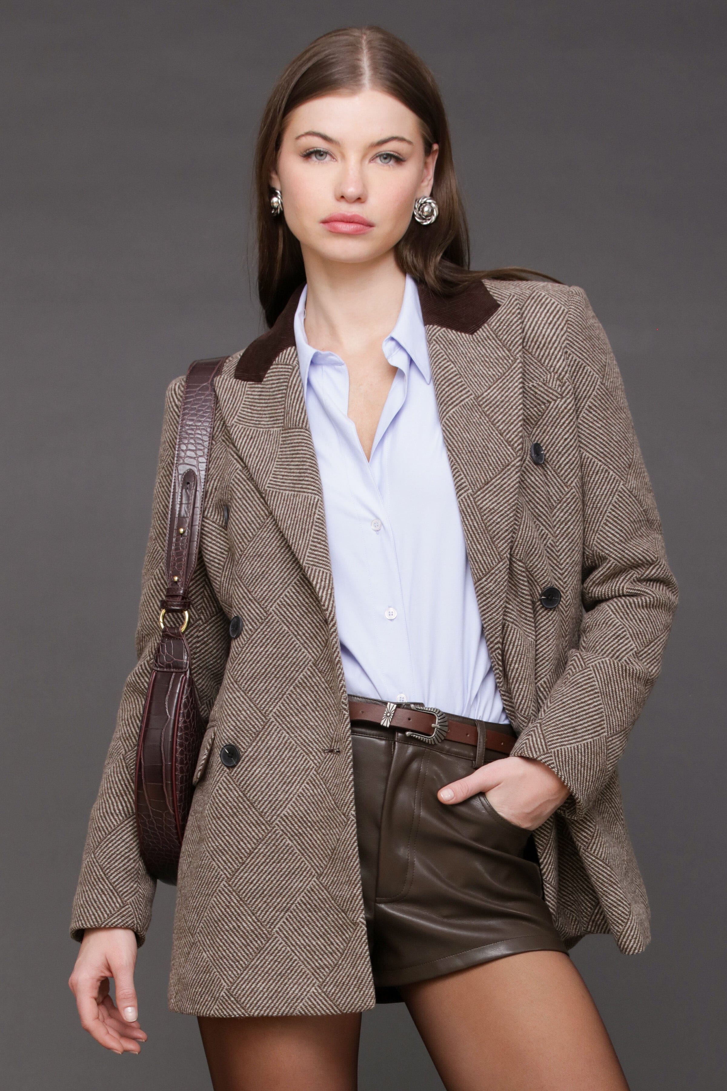 Basketweave Herringbone Hourglass Blazer Avec Les Filles 