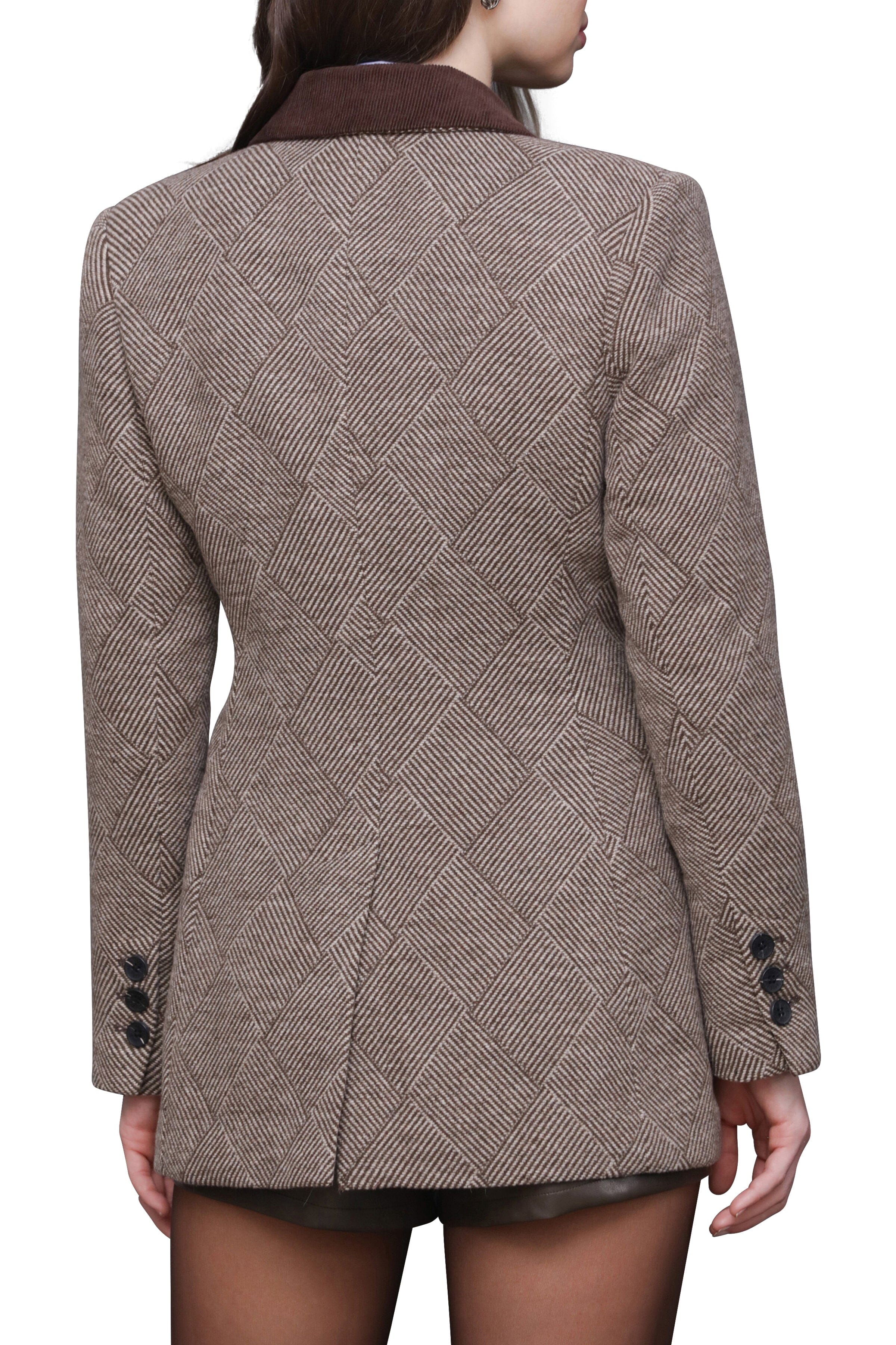 Basketweave Herringbone Hourglass Blazer Avec Les Filles 