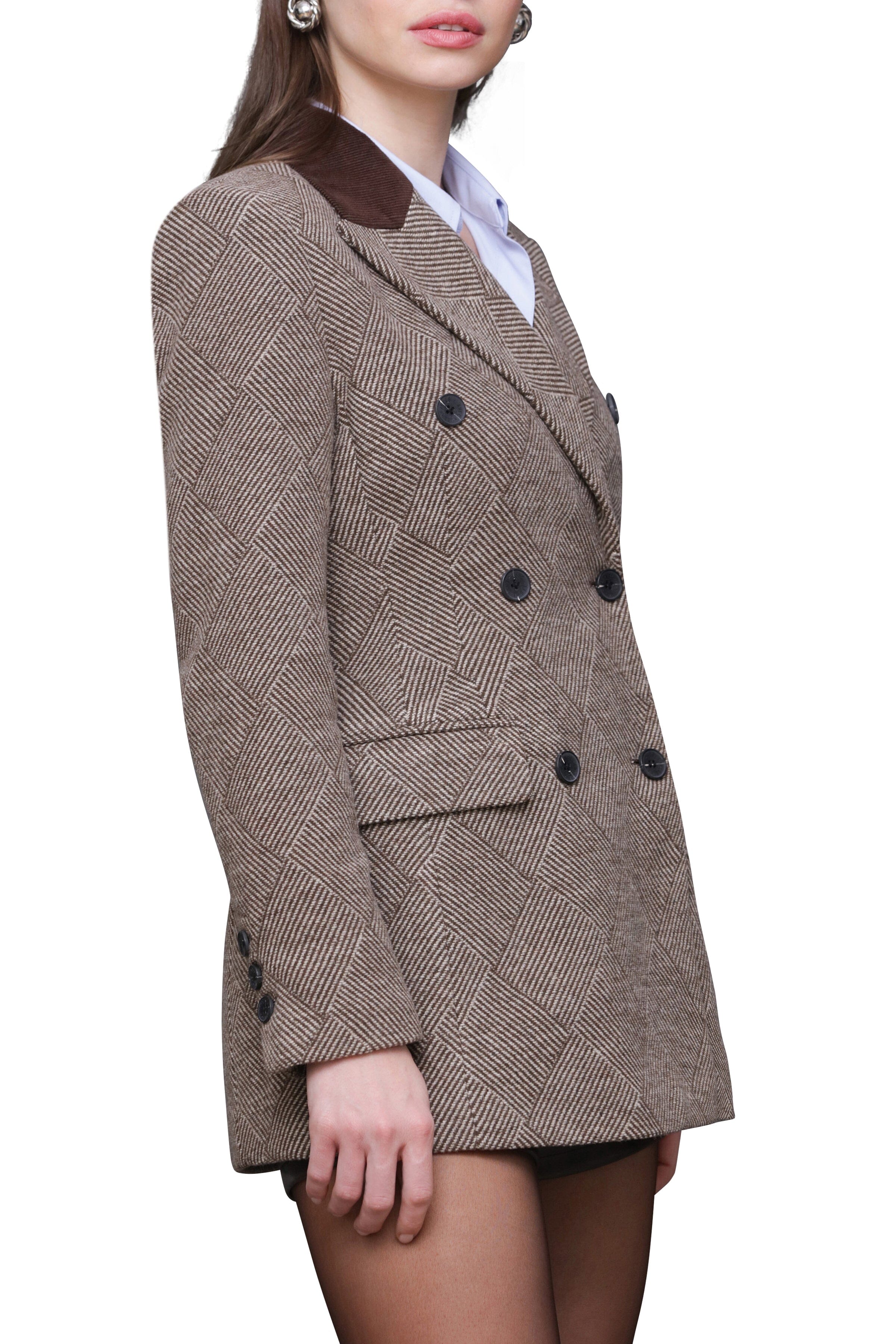 Basketweave Herringbone Hourglass Blazer Avec Les Filles 