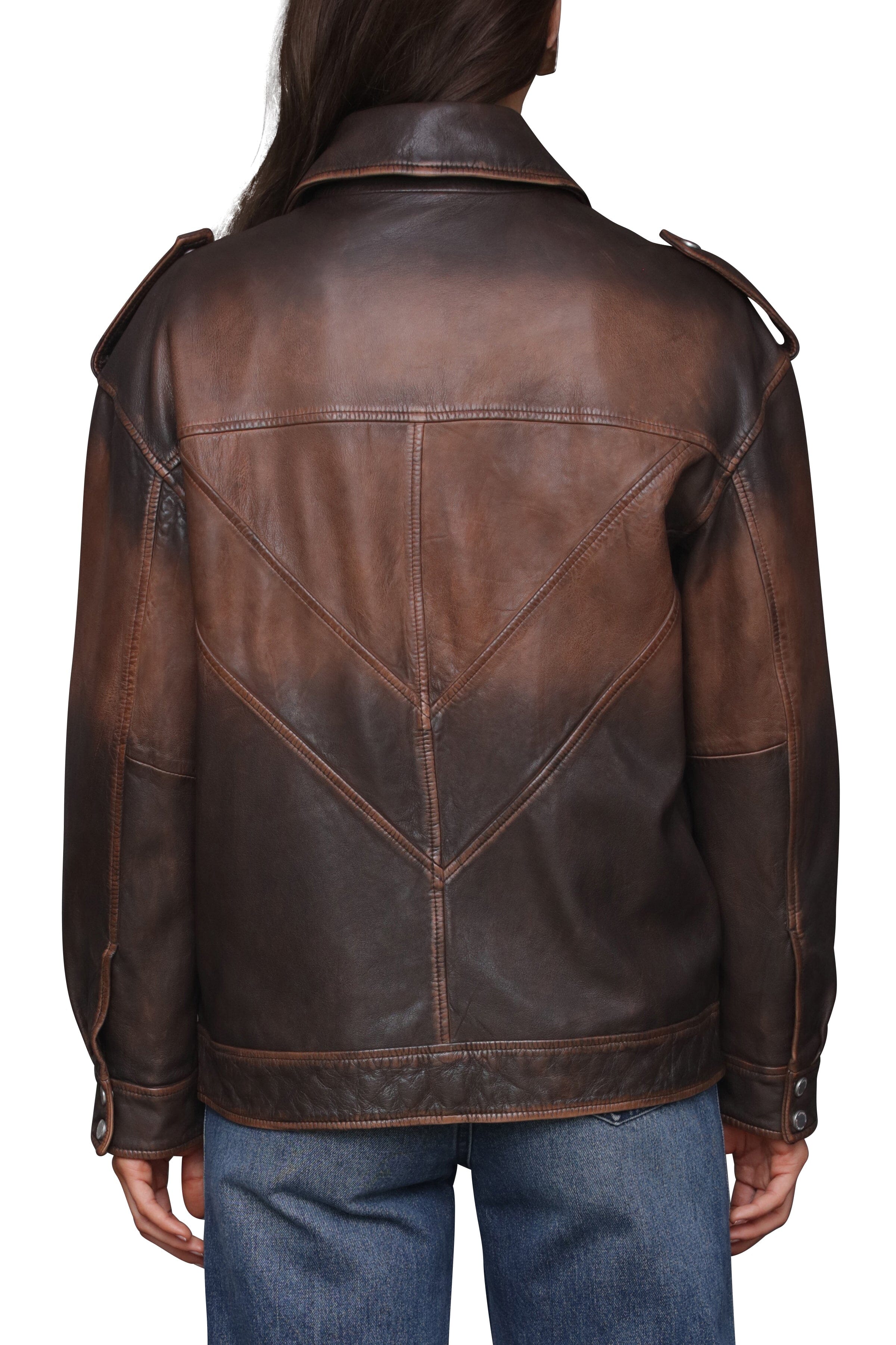 Genuine Leather Aviator Jacket Avec Les Filles 
