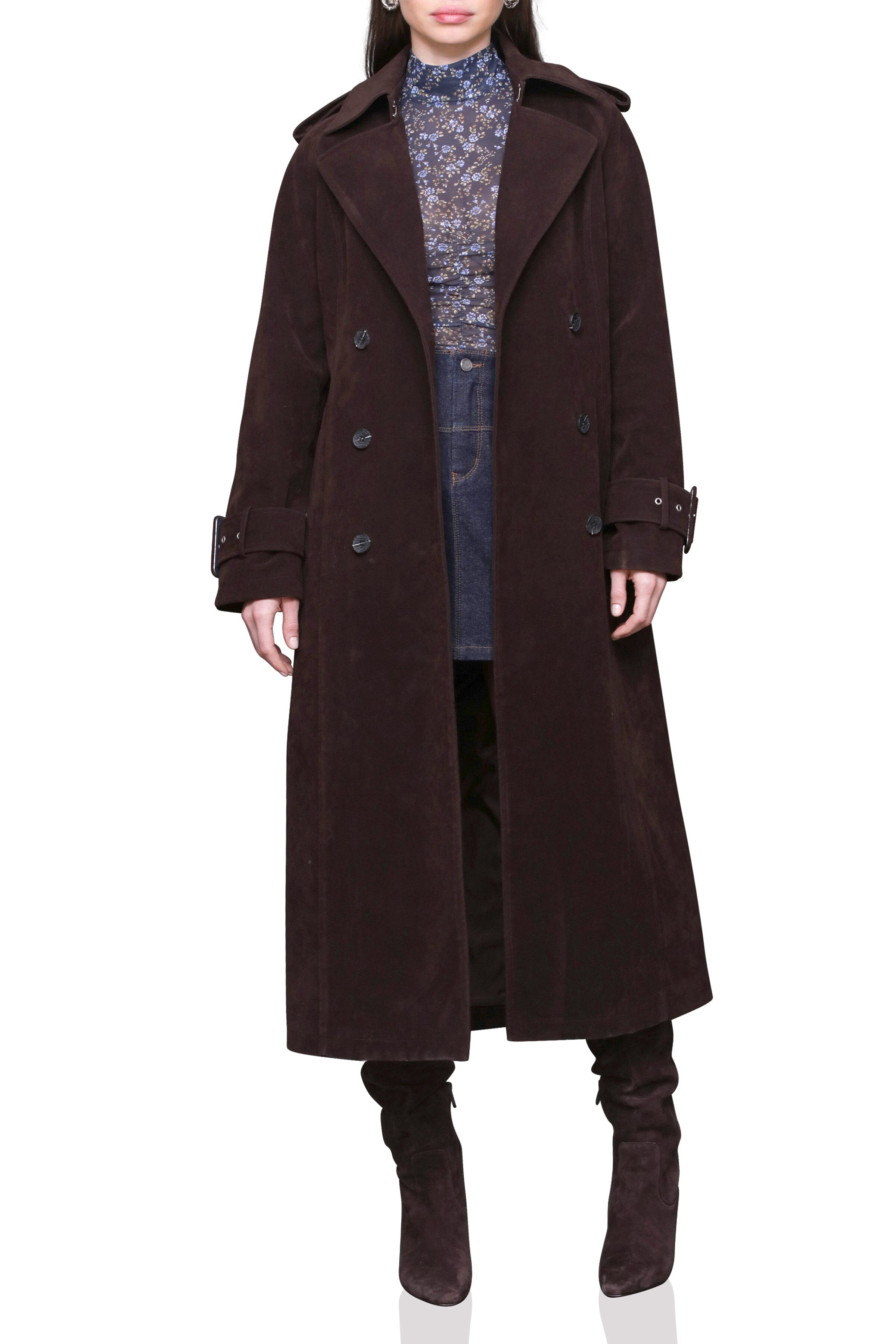 Faux Suede Utility Trench Coat Avec Les Filles 