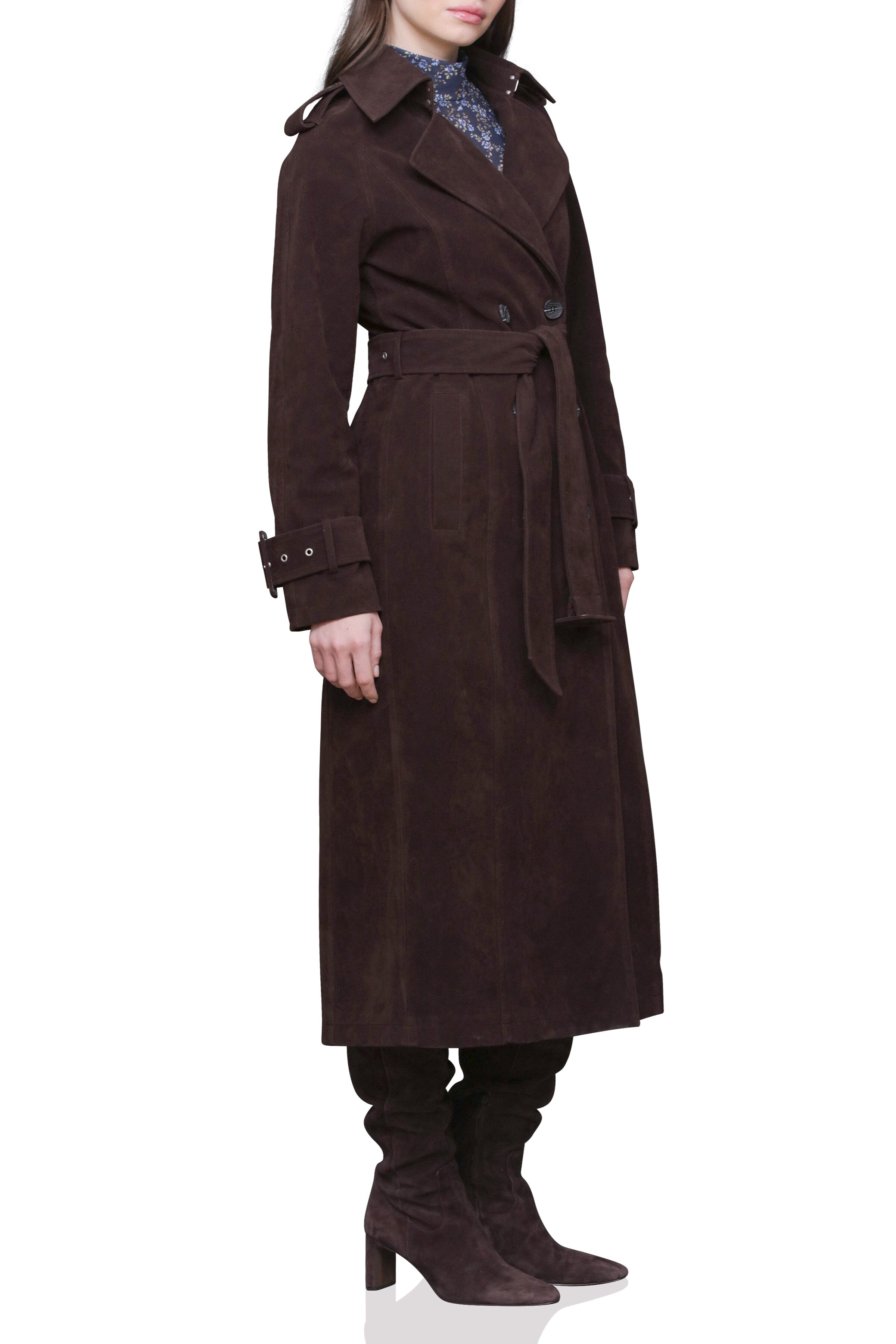 Faux Suede Utility Trench Coat Avec Les Filles 