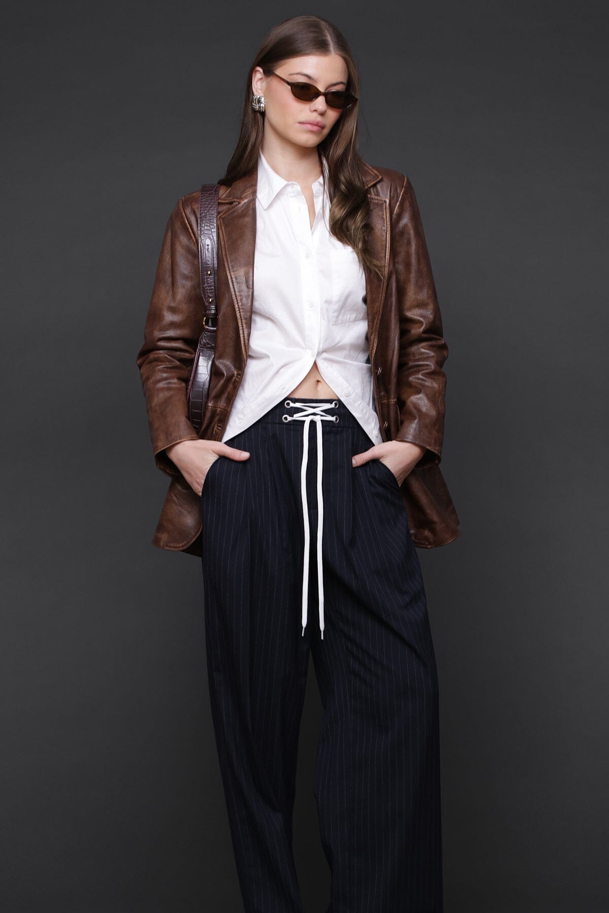 Vintage Wash Genuine Leather Blazer Coats & Jackets Avec Les Filles 
