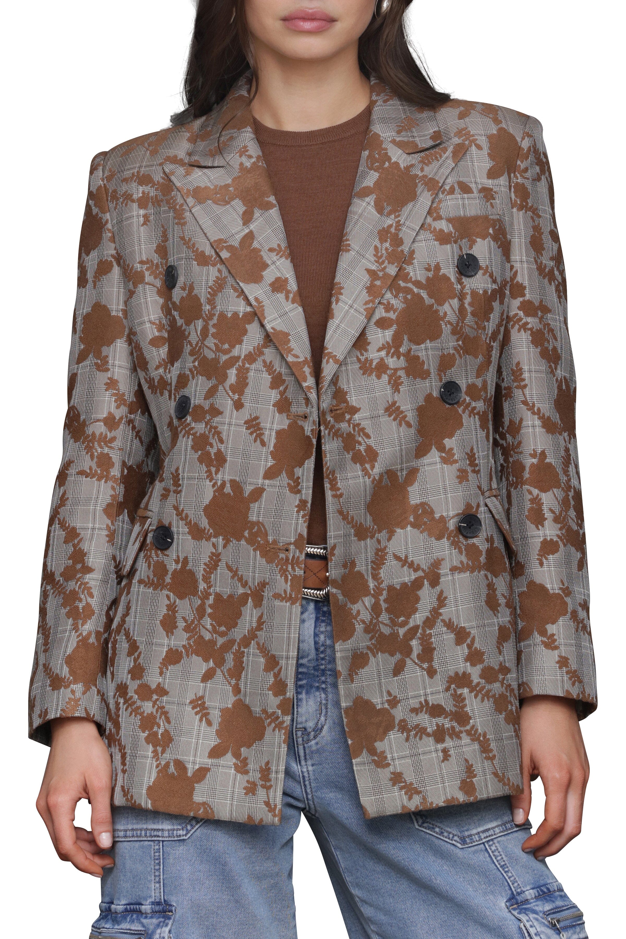 Floral Jacquard Hourglass Blazer Avec Les Filles 