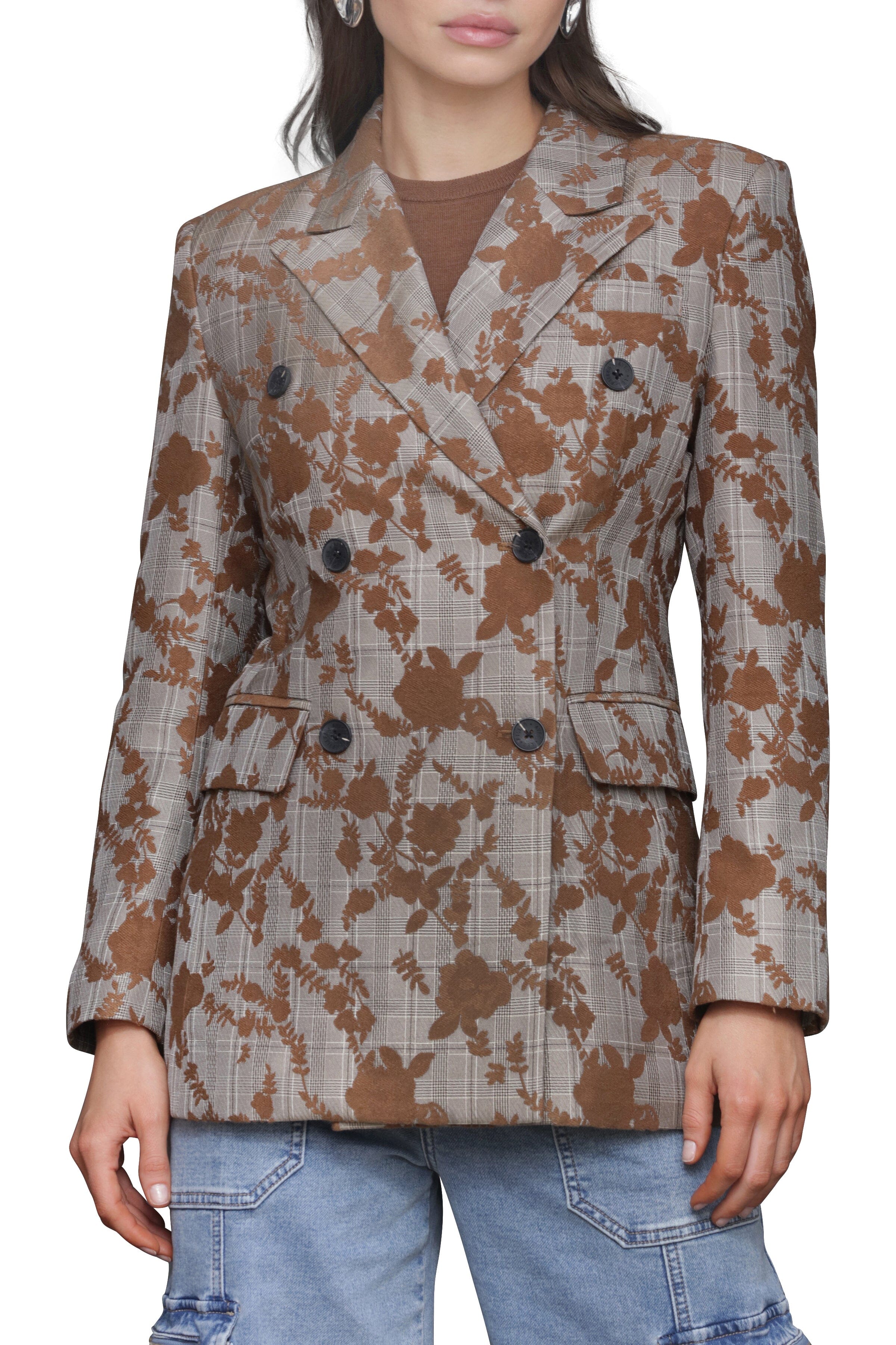 Floral Jacquard Hourglass Blazer Avec Les Filles 