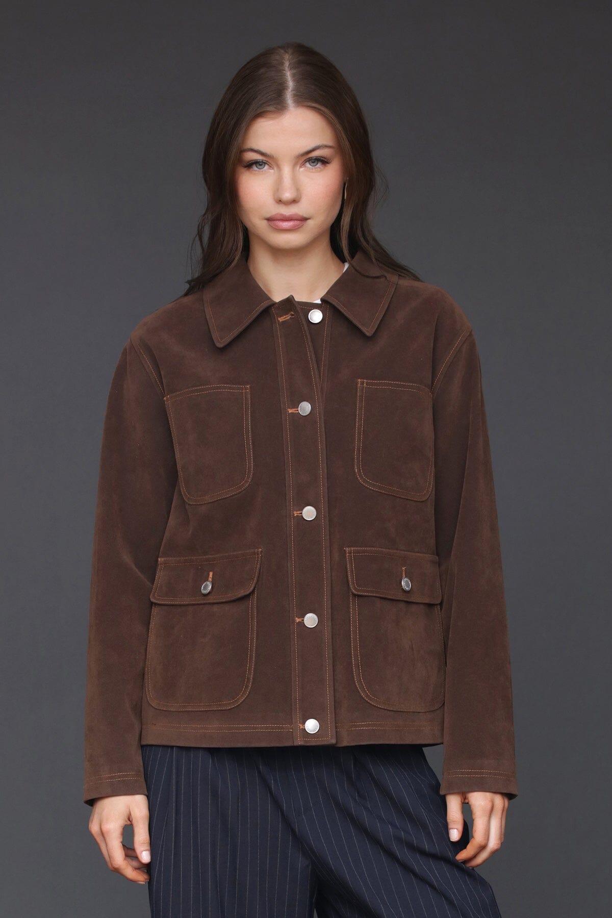 Faux Suede Barn Jacket Coats & Jackets Avec Les Filles Espresso XS 