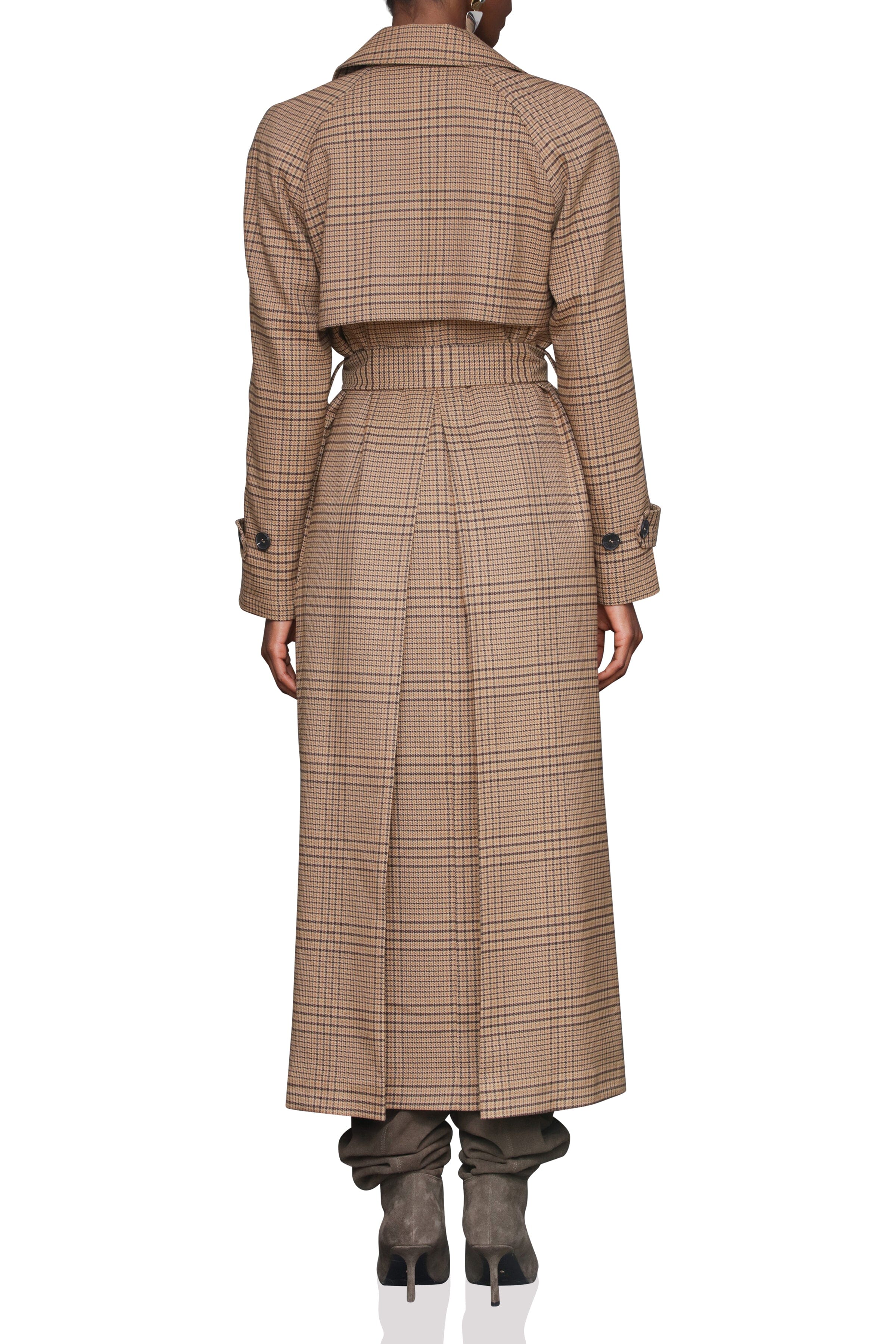 Oversized Plaid Maxi Trench Coat Avec Les Filles 