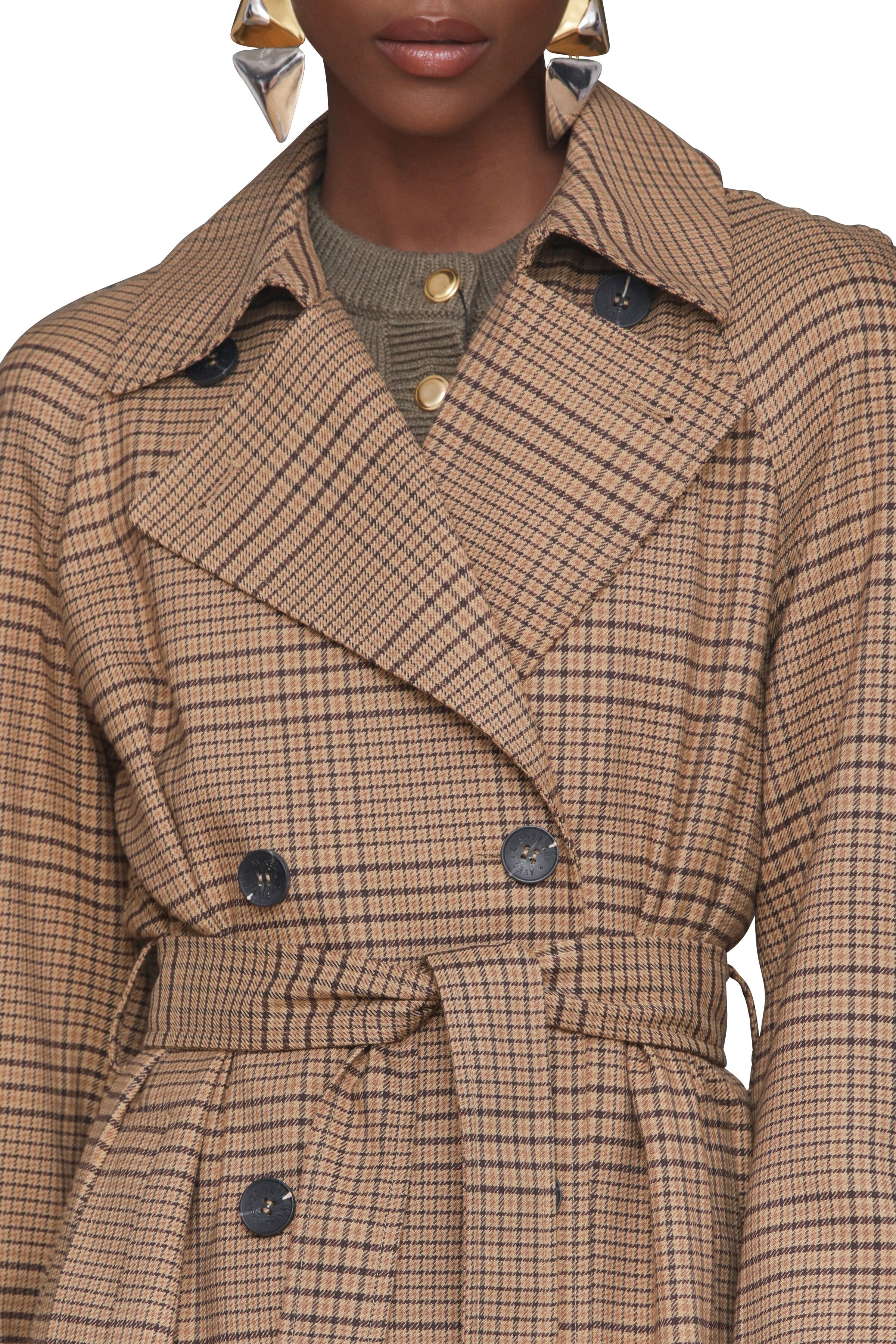 Oversized Plaid Maxi Trench Coat Avec Les Filles 