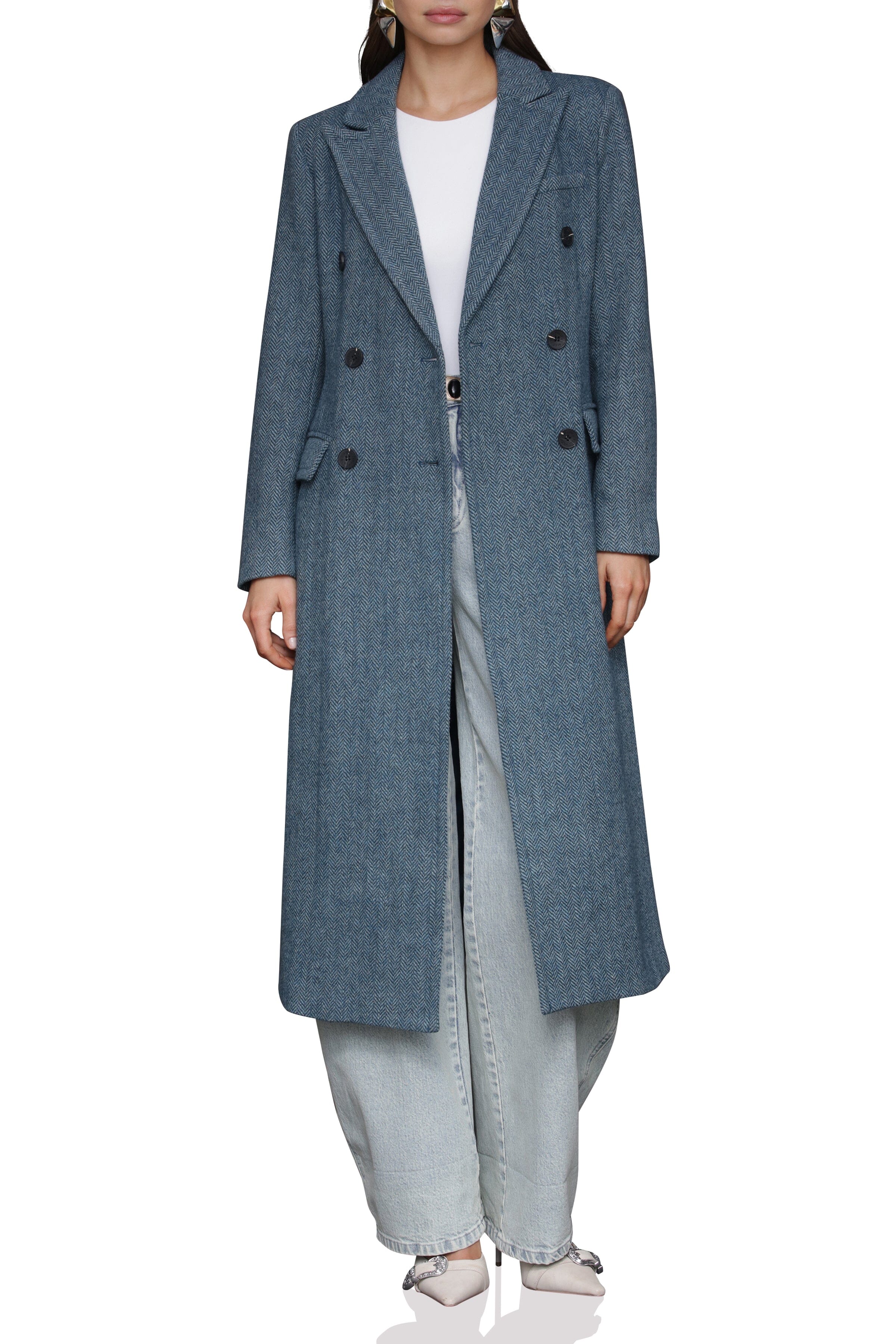 Herringbone Strong Shoulder Hourglass Coat Avec Les Filles 
