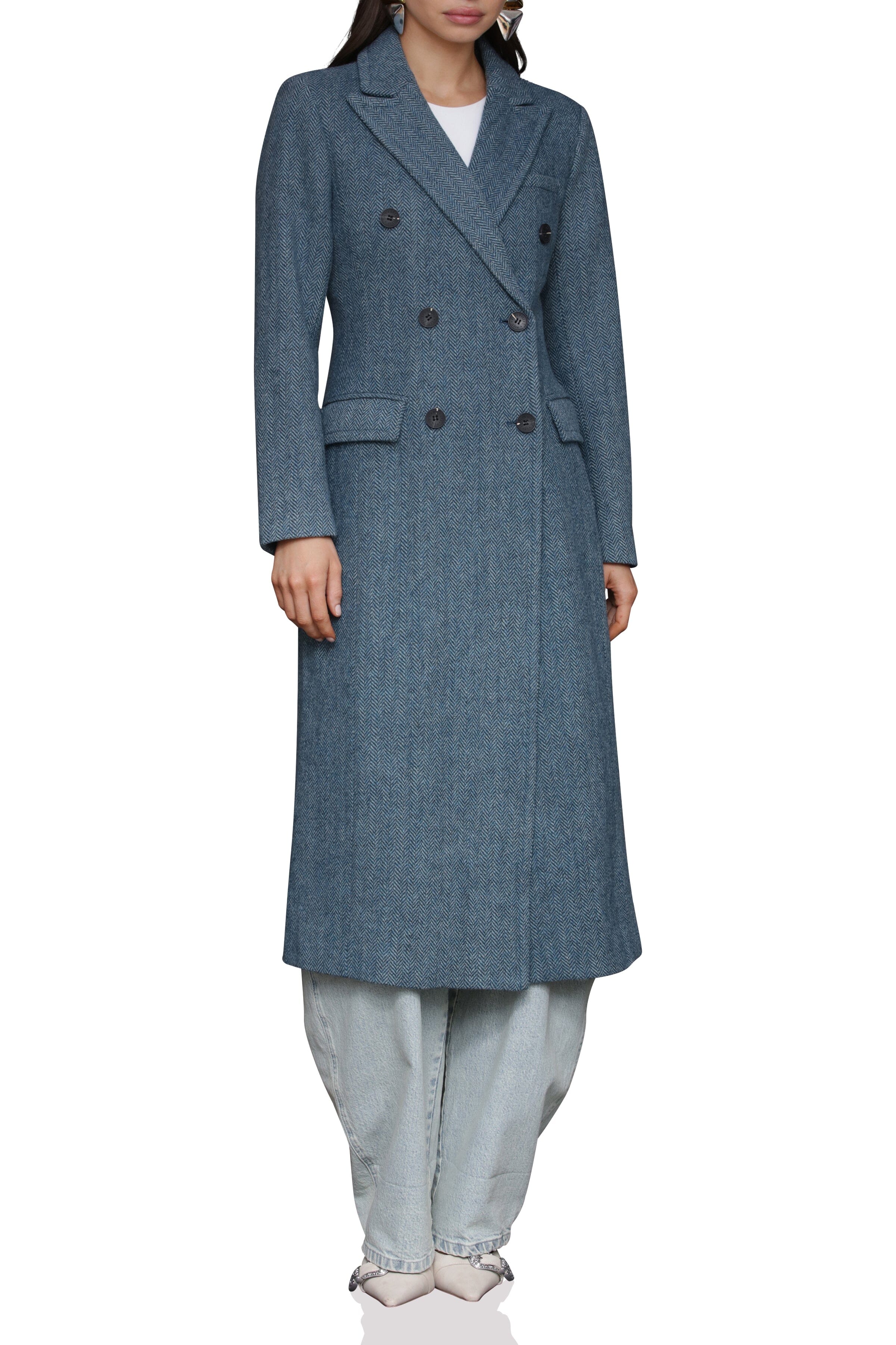 Herringbone Strong Shoulder Hourglass Coat Avec Les Filles 