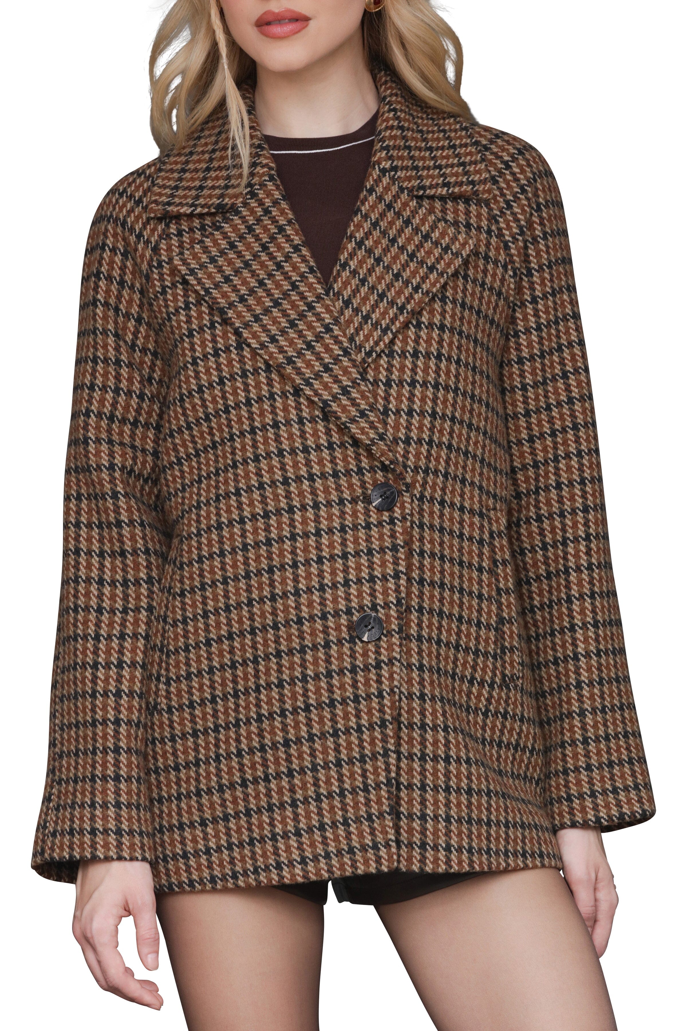 Plaid Raglan Peacoat Avec Les Filles 