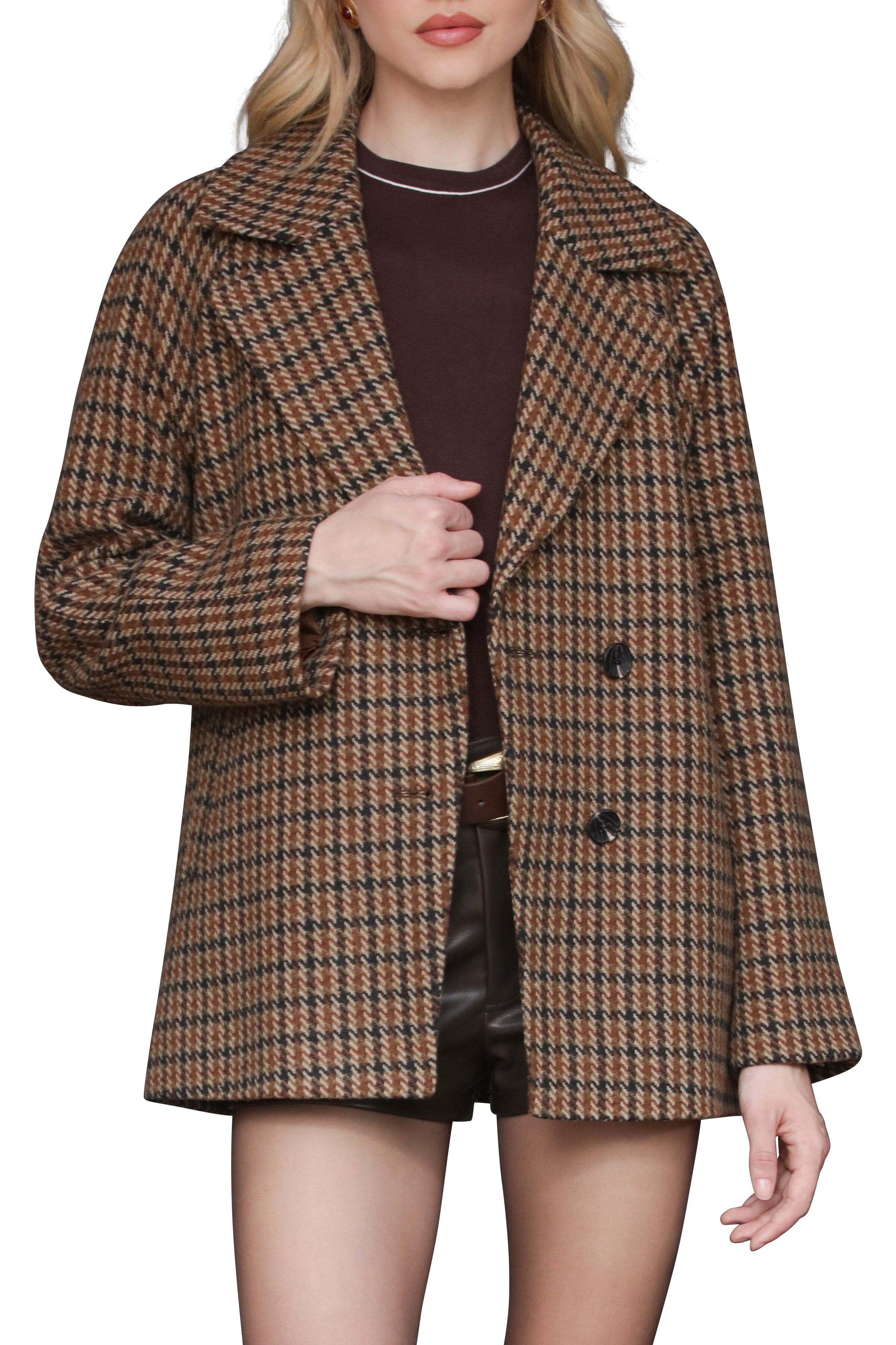 Plaid Raglan Peacoat Avec Les Filles 