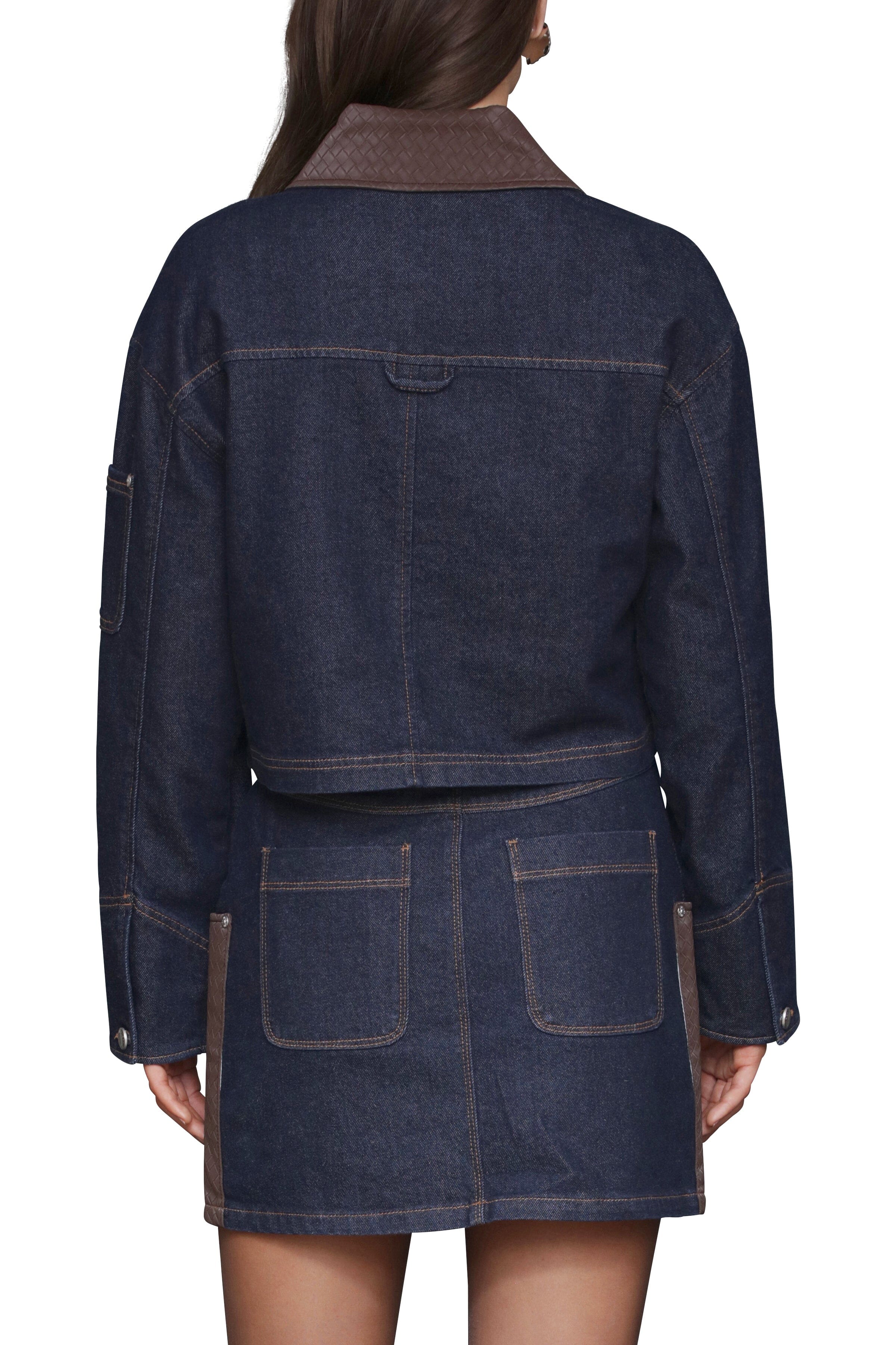 Mixed Media Faux Suede Denim Cropped Jacket Coats & Jackets Bagatelle 