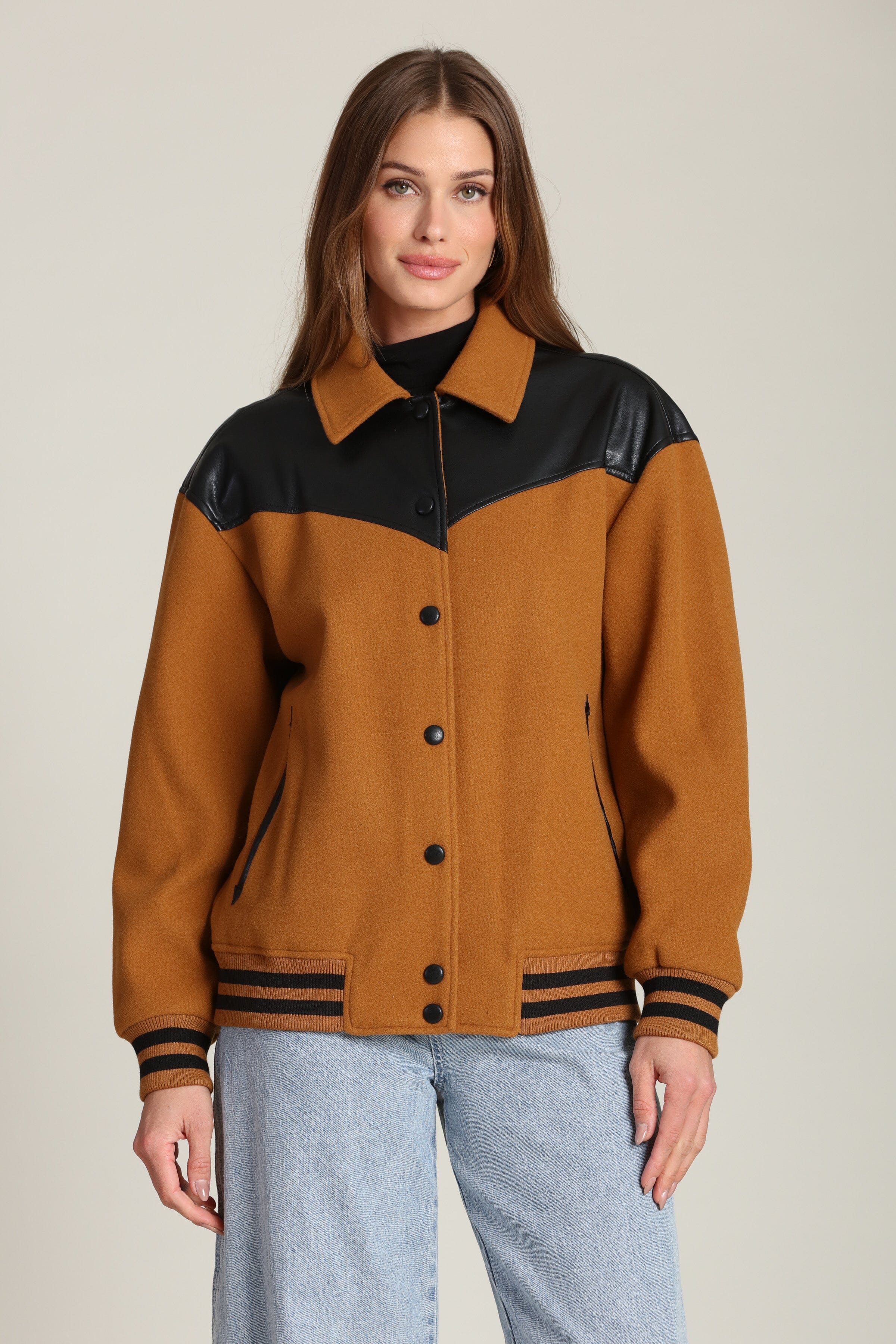 Mixed Media Western Bomber Jacket Coats & Jackets Avec Les Filles 