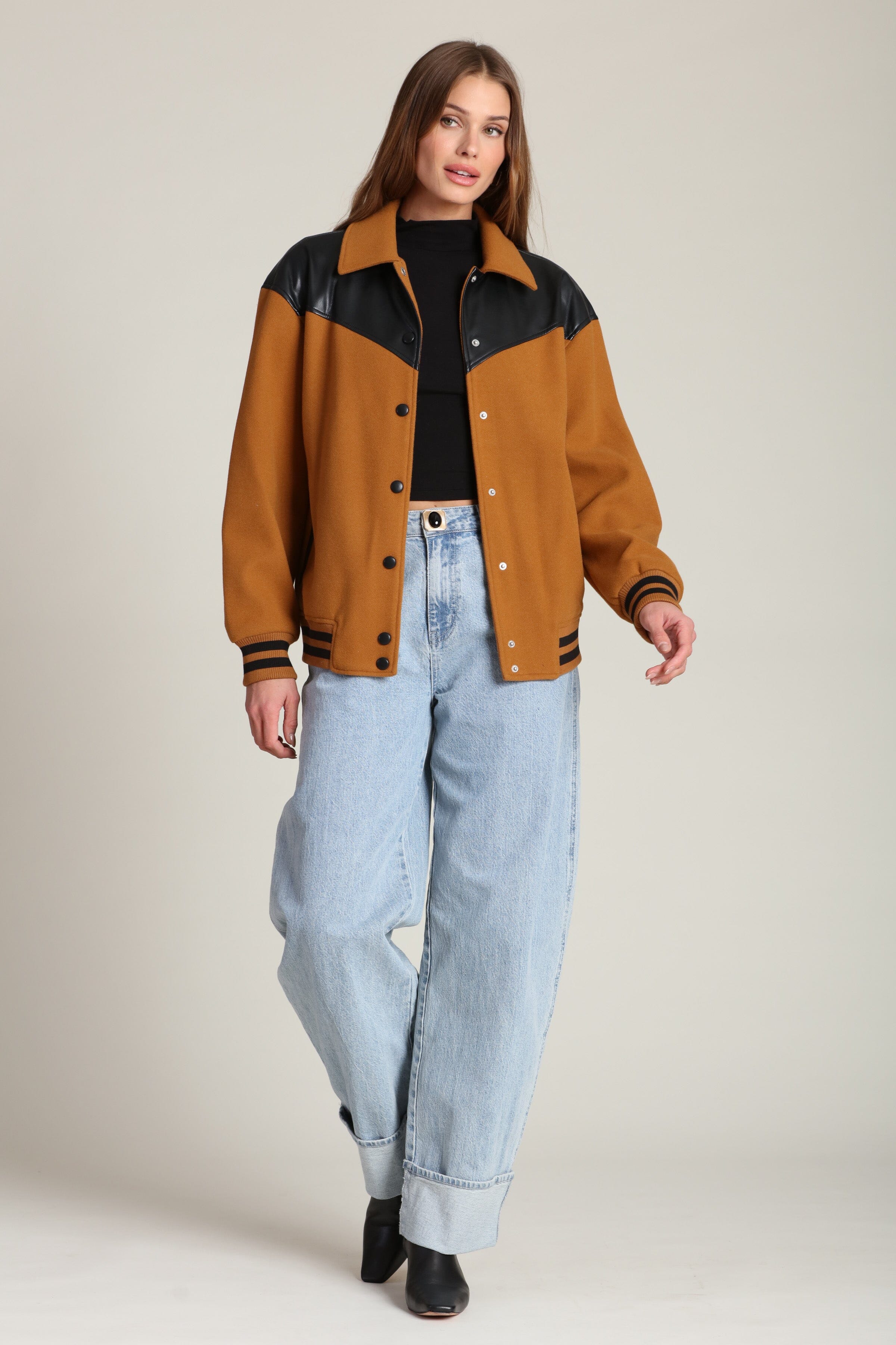 Mixed Media Western Bomber Jacket Coats & Jackets Avec Les Filles 