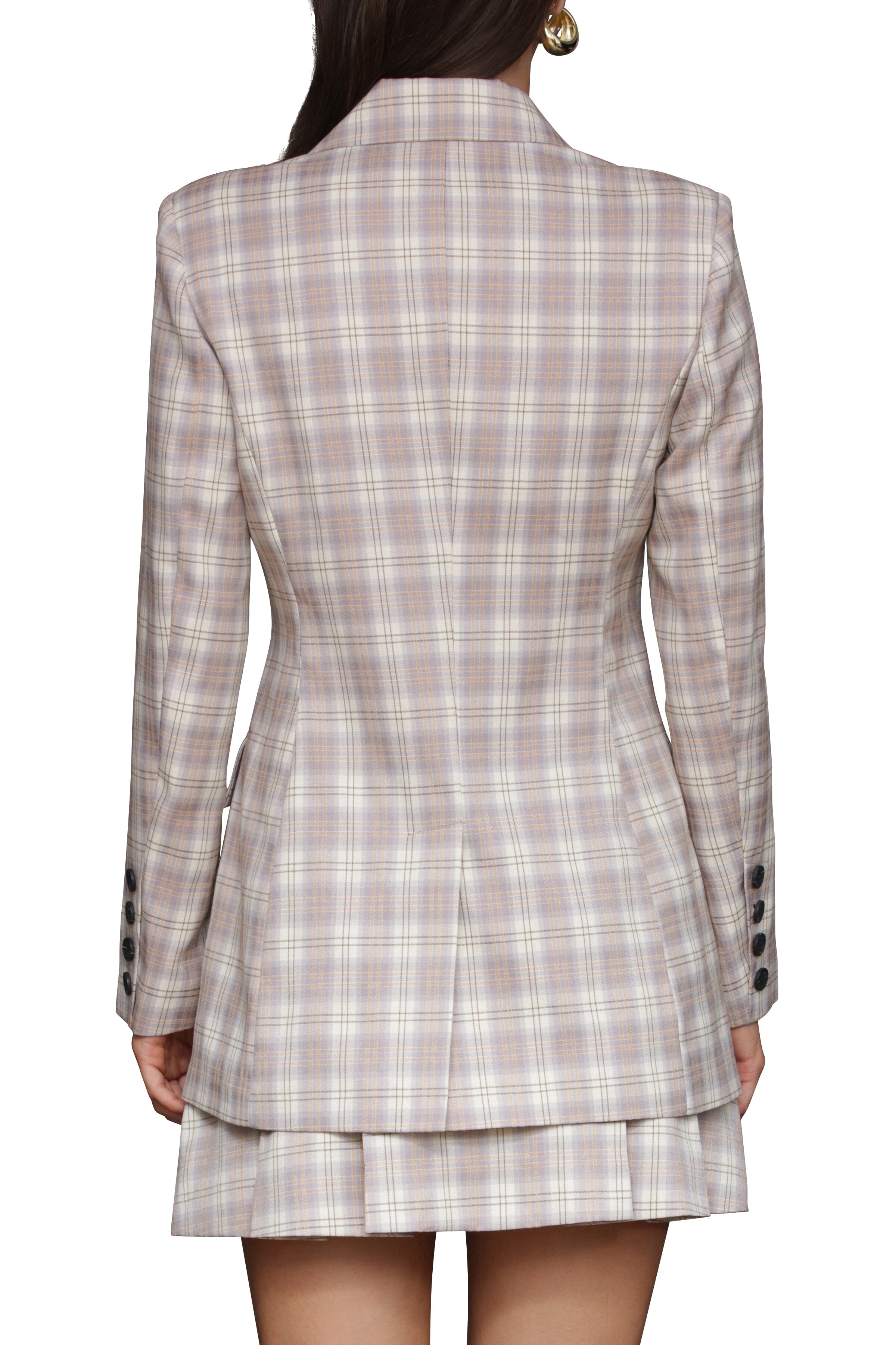 Plaid Tailored Blazer Avec Les Filles 