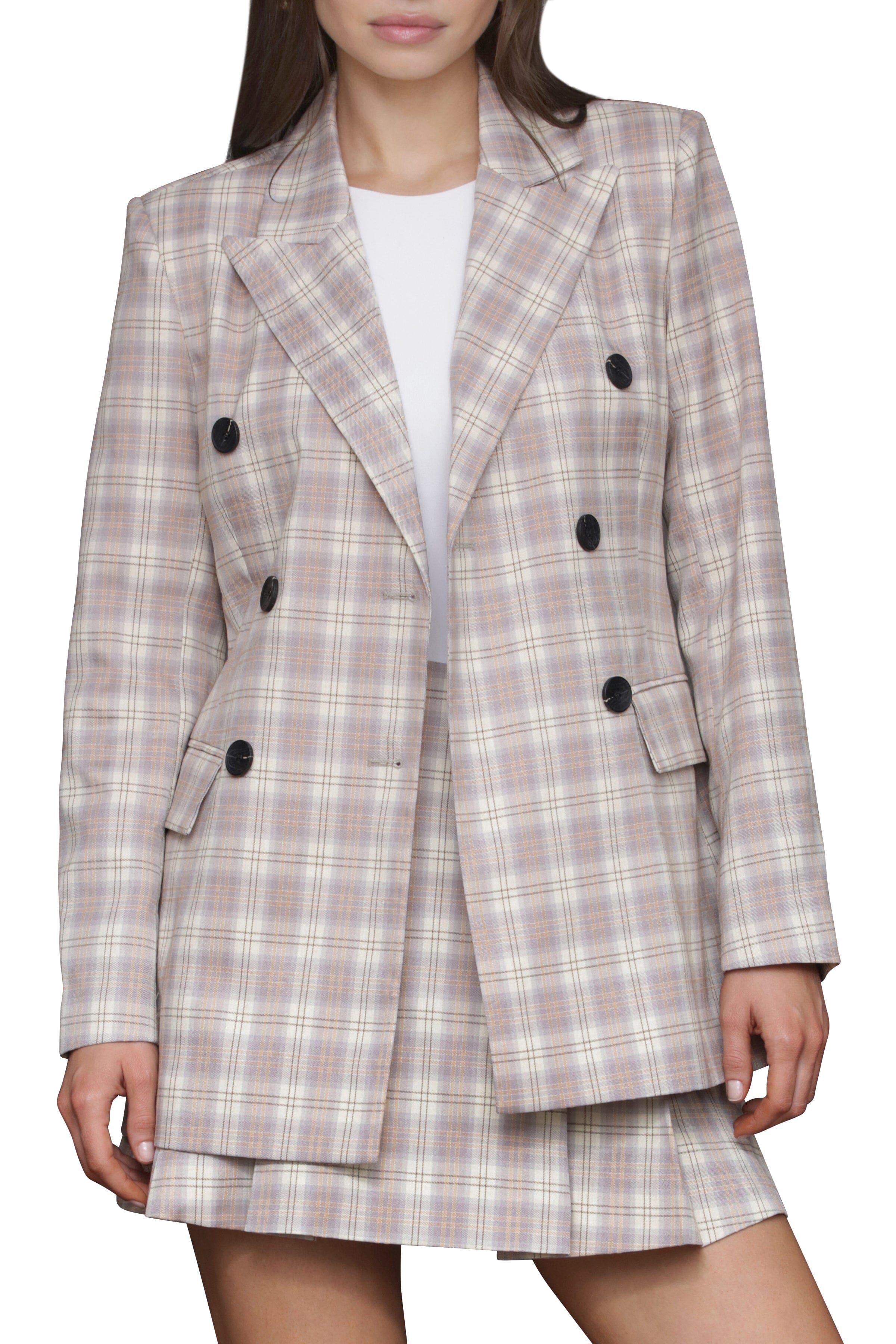 Plaid Tailored Blazer Avec Les Filles 