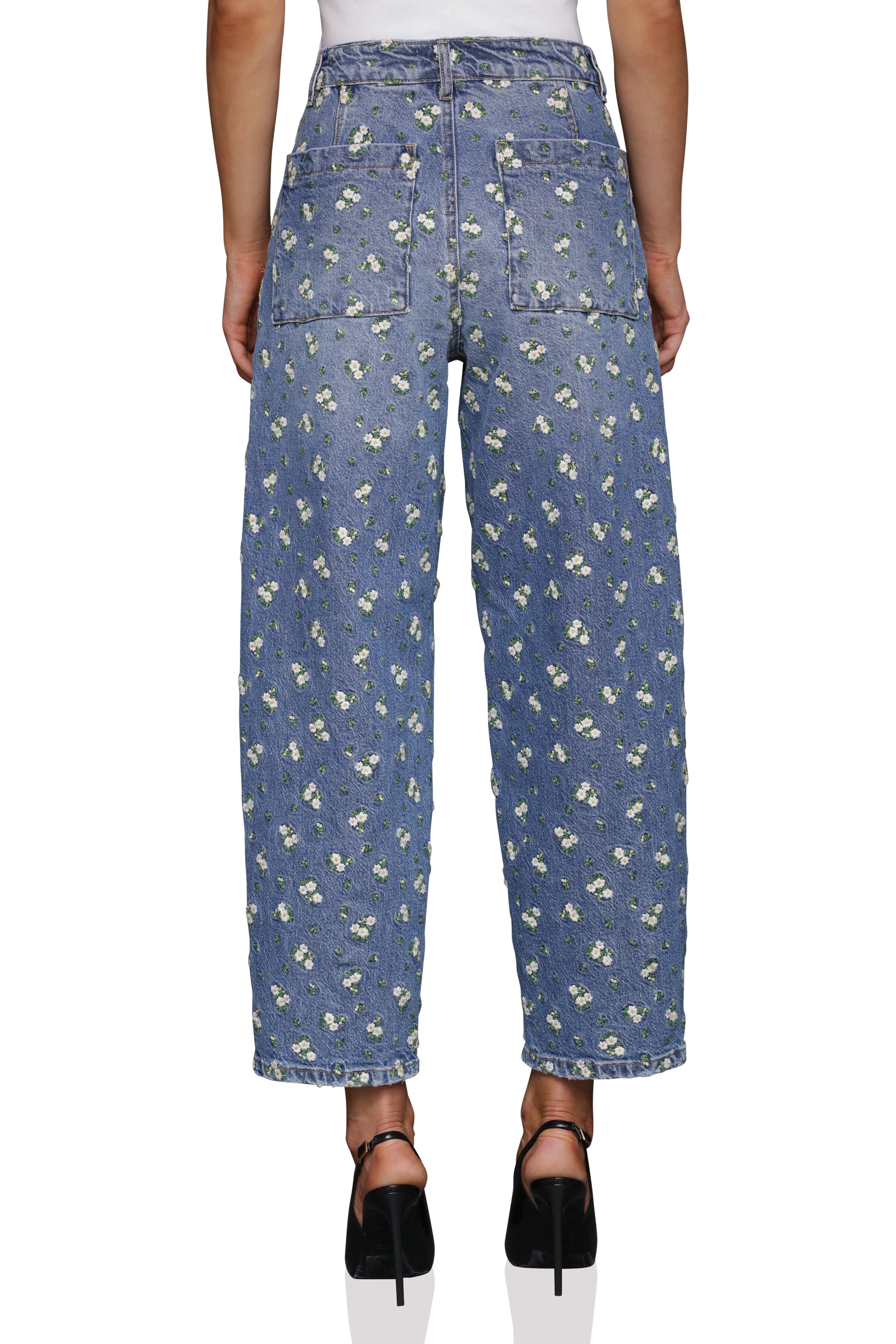 Embroidered Straight Leg Jeans Pants Avec Les Filles 