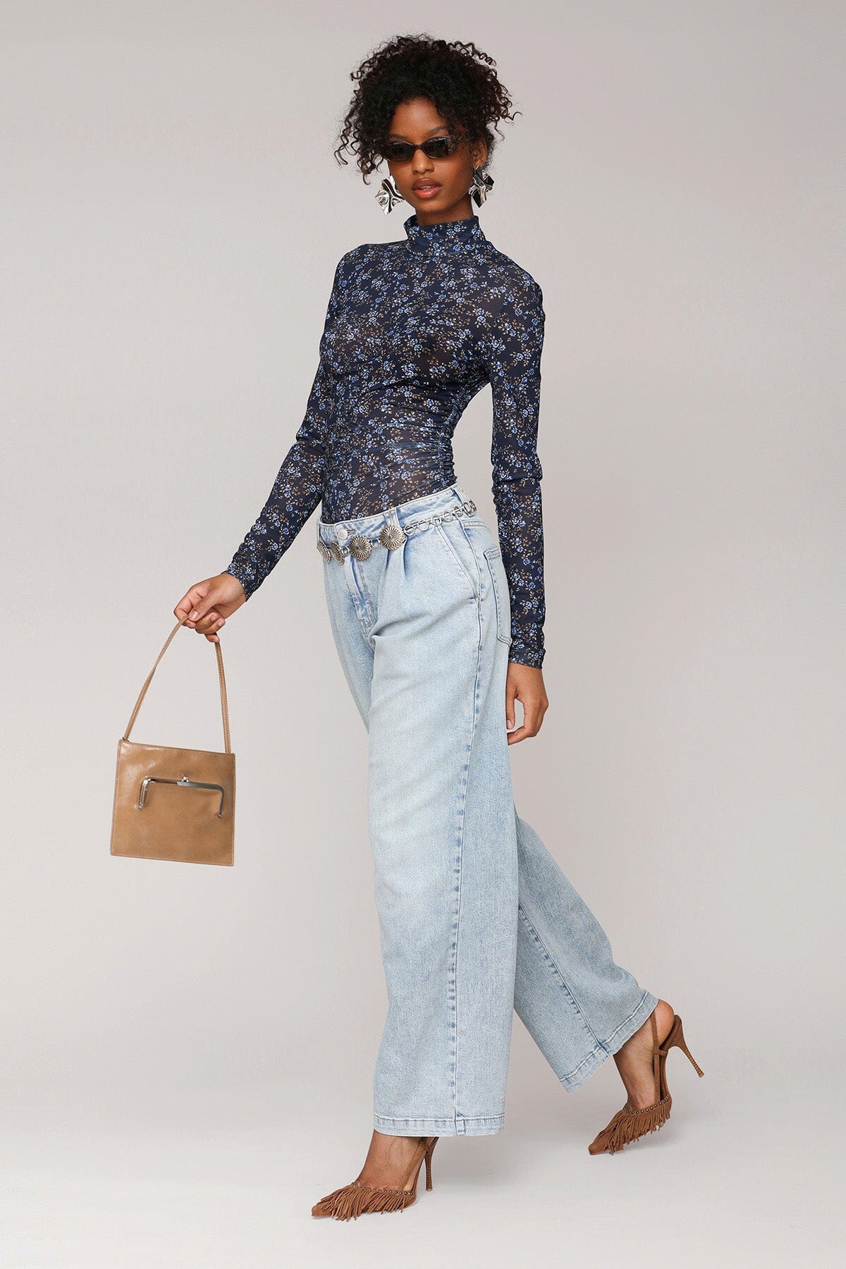 Shirt Mock Neck Side Ruched Shirts & Tops Avec Les Filles 