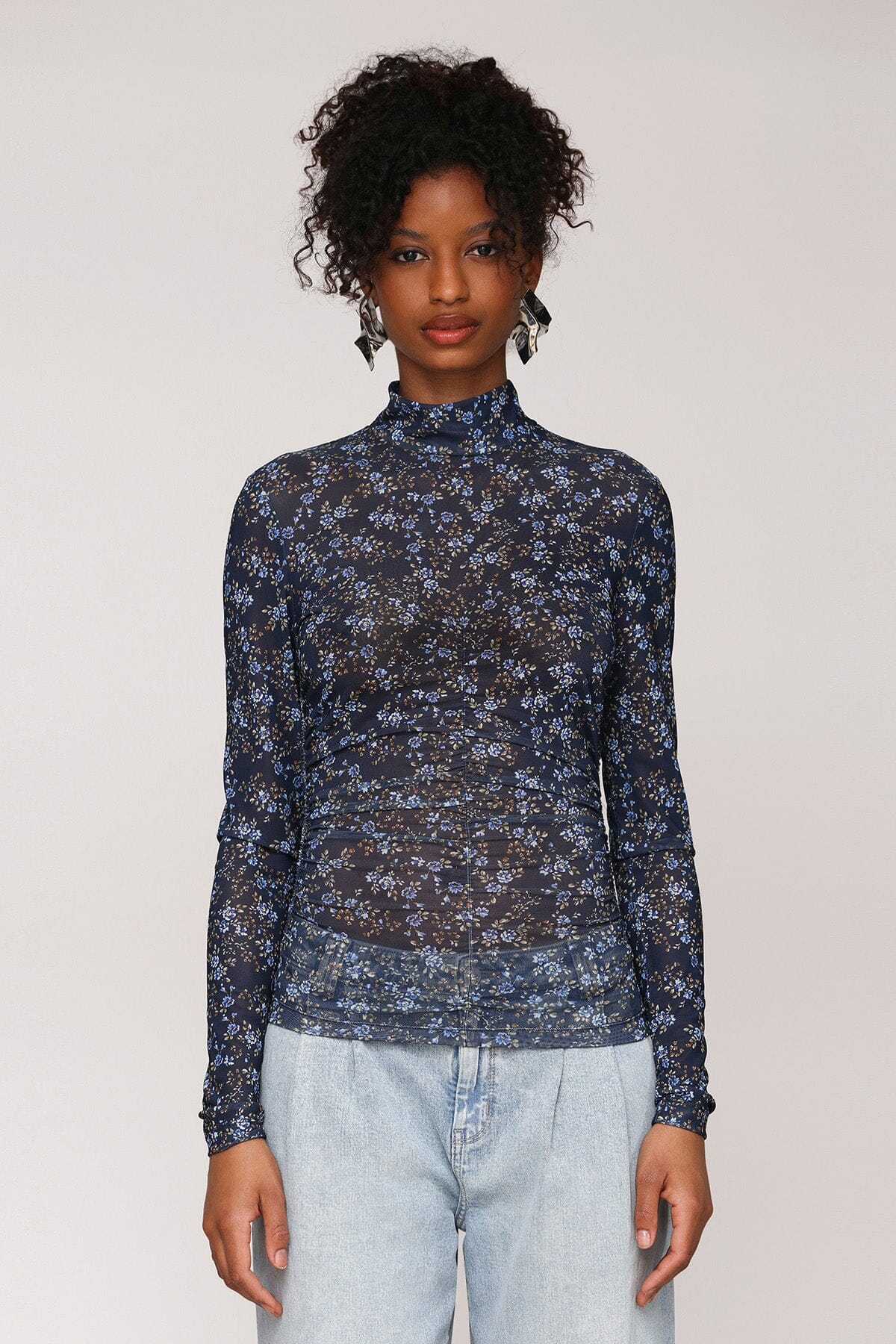Shirt Mock Neck Side Ruched Shirts & Tops Avec Les Filles 