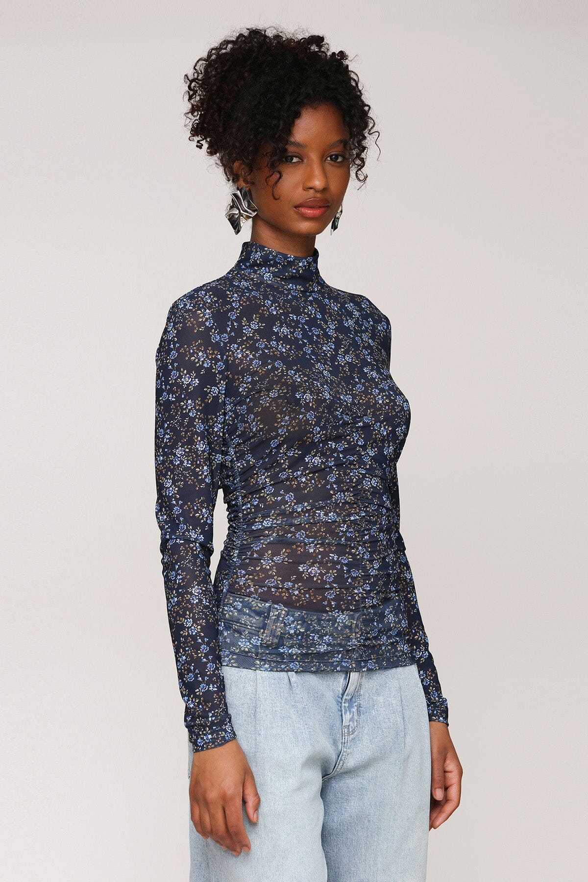 Shirt Mock Neck Side Ruched Shirts & Tops Avec Les Filles 