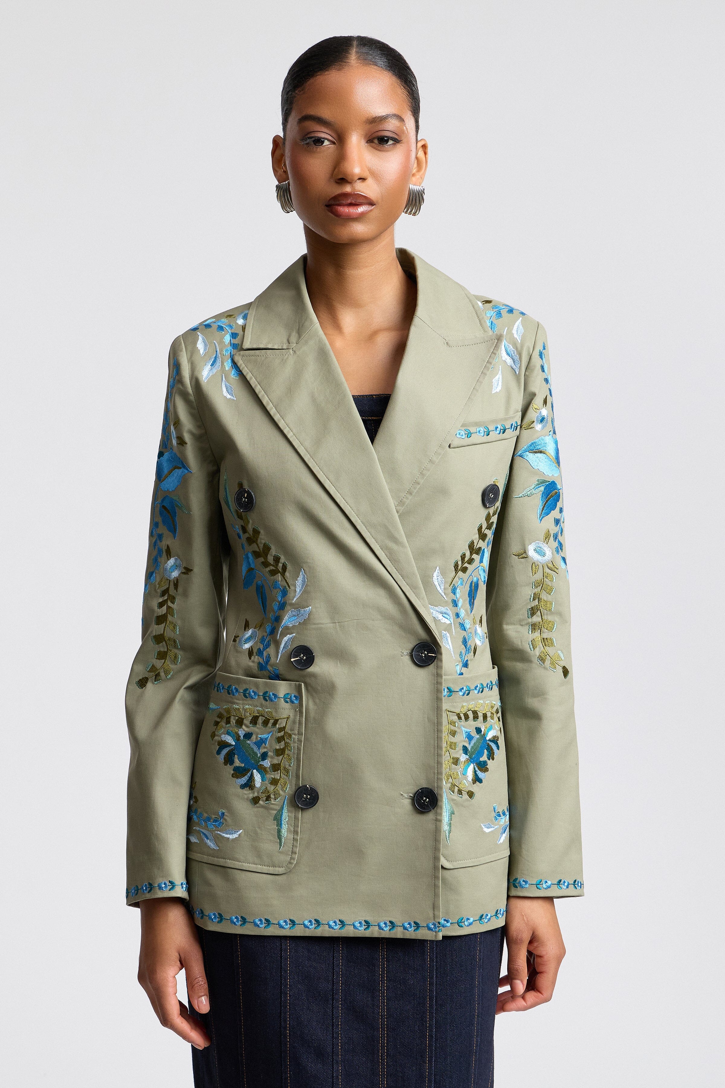 Floral Embroidered Blazer