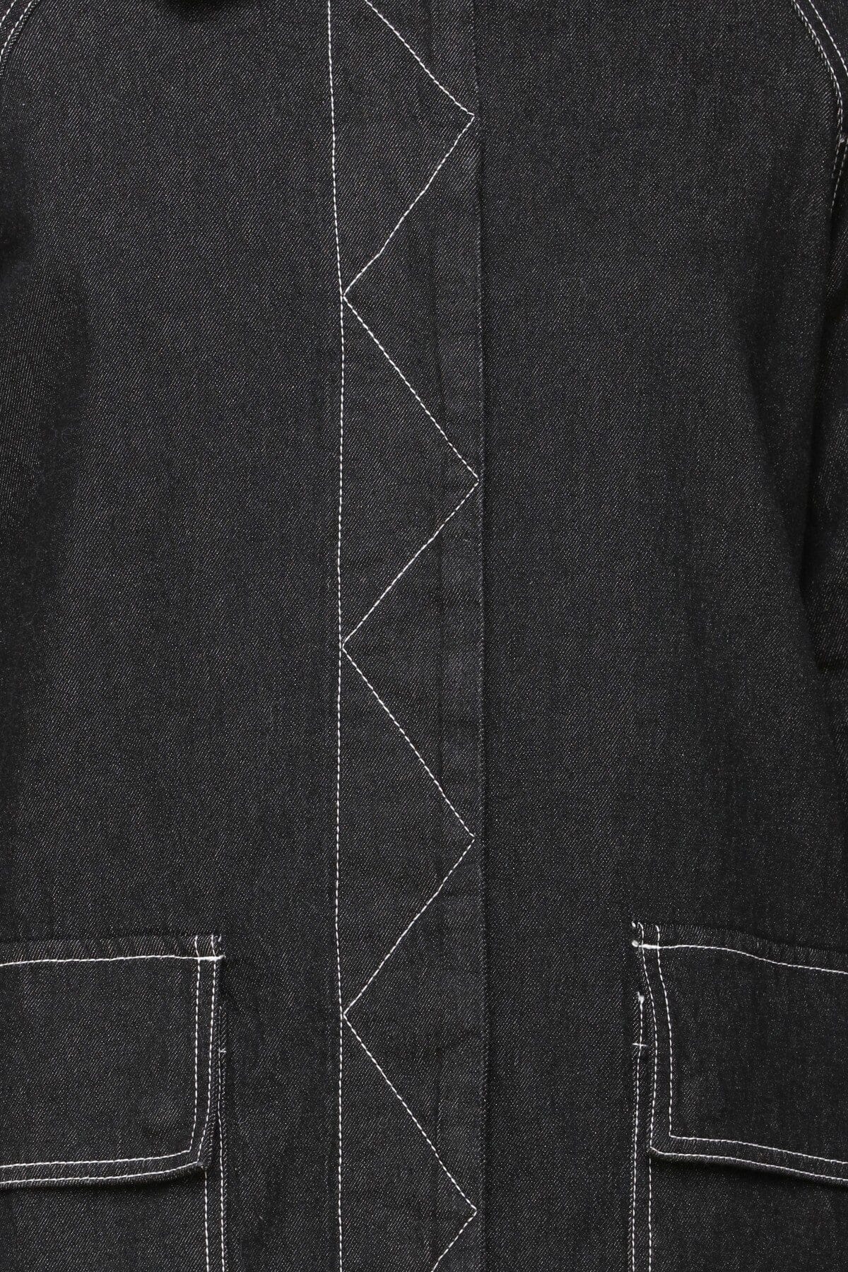 Denim utility dark indigo front button trench coat with long raglan sleeves and brown faux leather point collar - Cute women's trench coats by Avec Les Filles