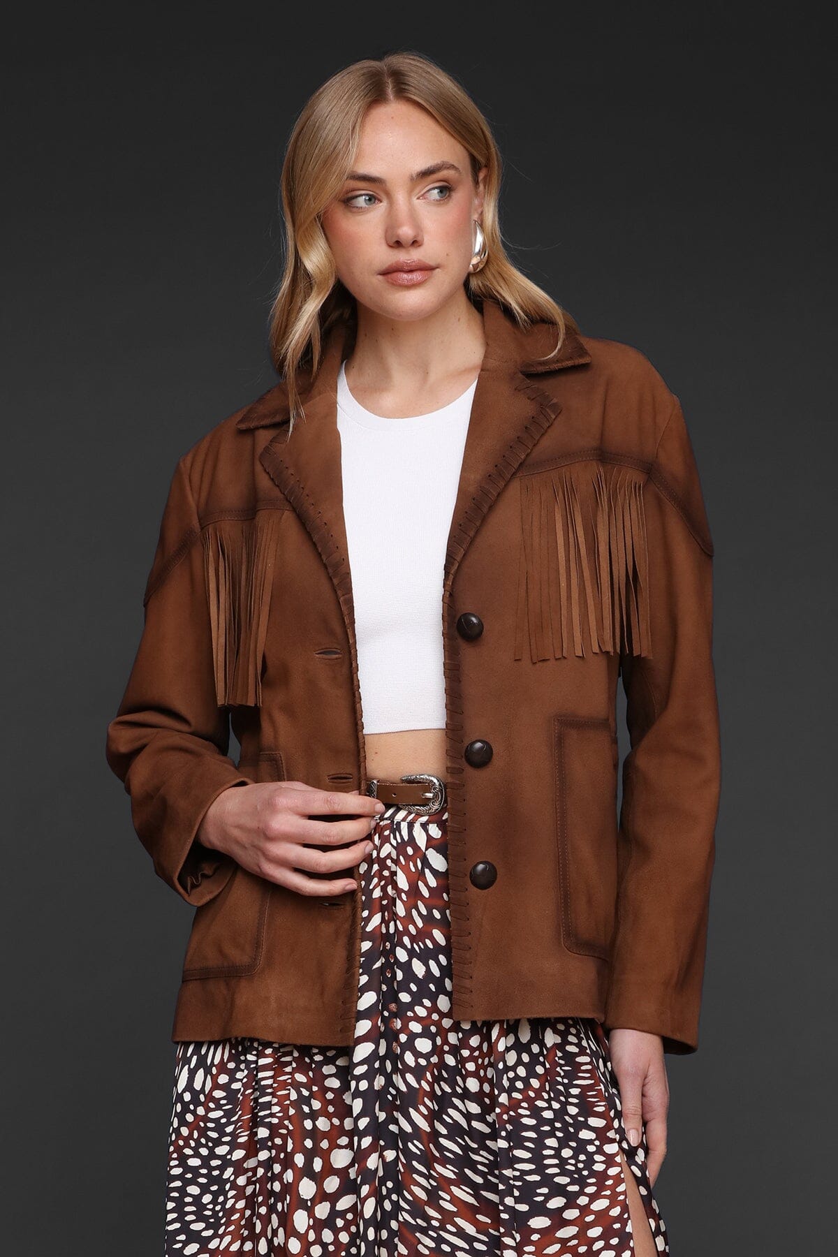 Genuine Suede Western Fringe Jacket Coats & Jackets Avec Les Filles 