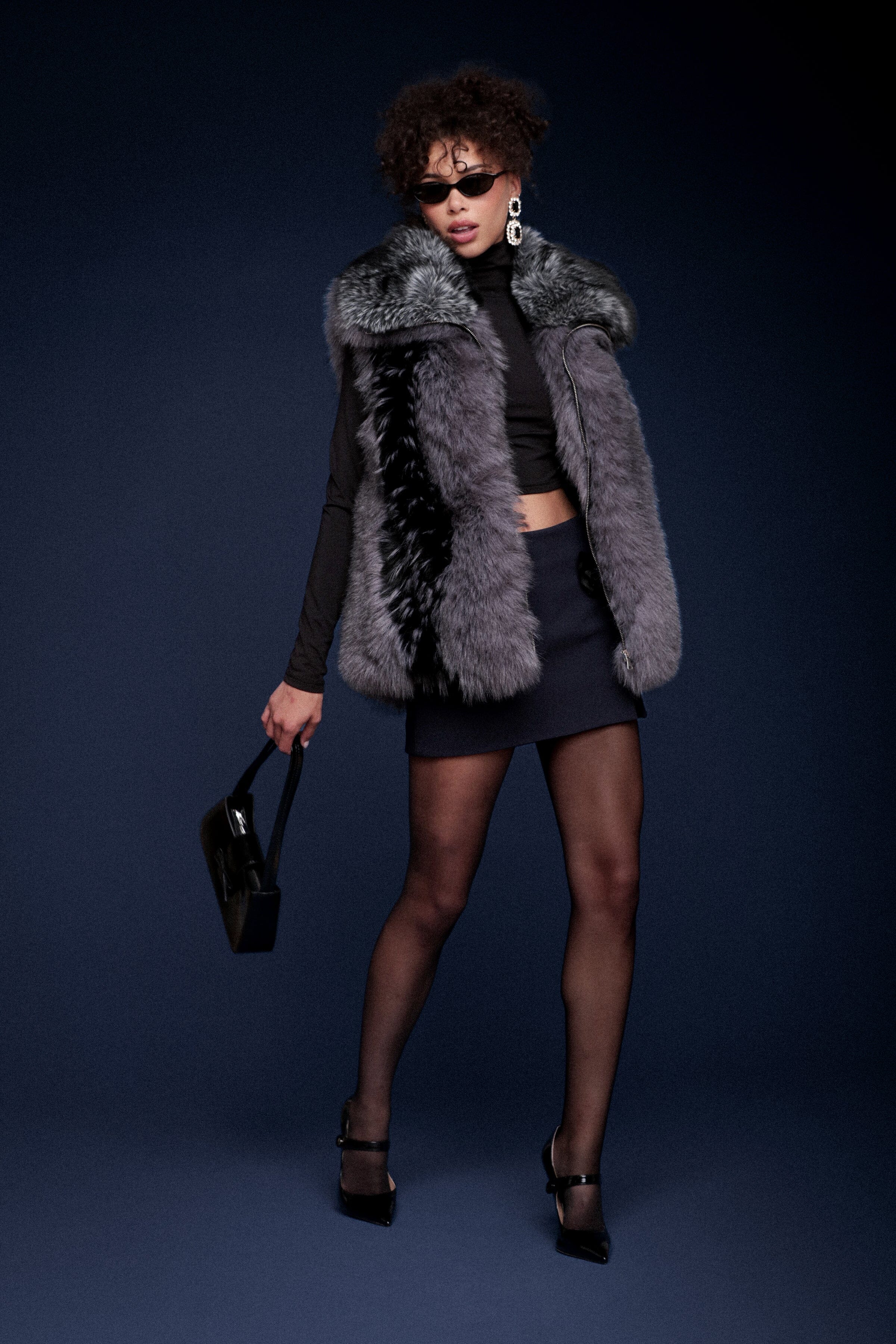Luxe Faux Fur Envelope Collar Vest Vests Avec Les Filles 
