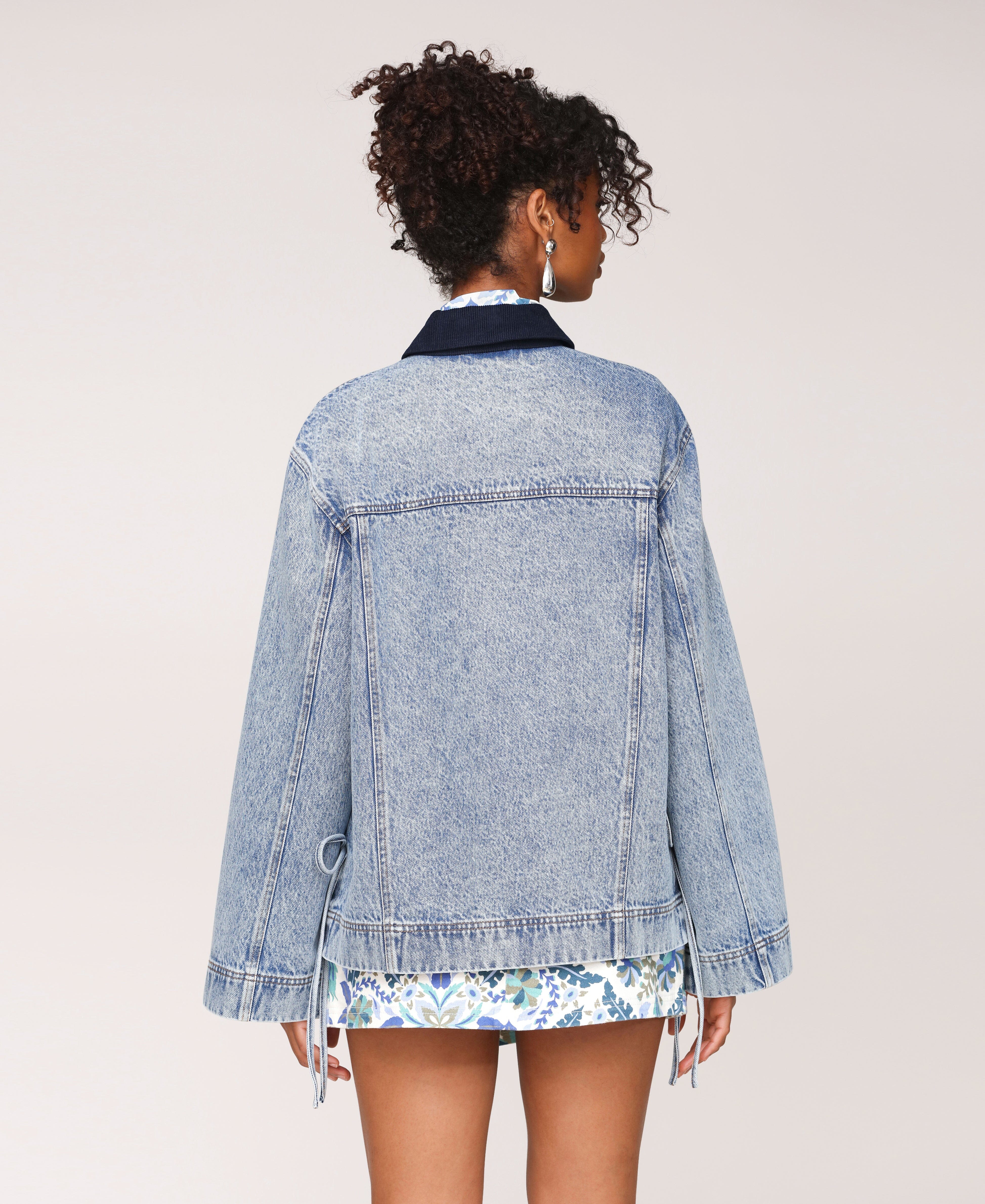 Oversized bow-detail denim chore jacket - Shop designer women's cute jackets by Avec Les Filles