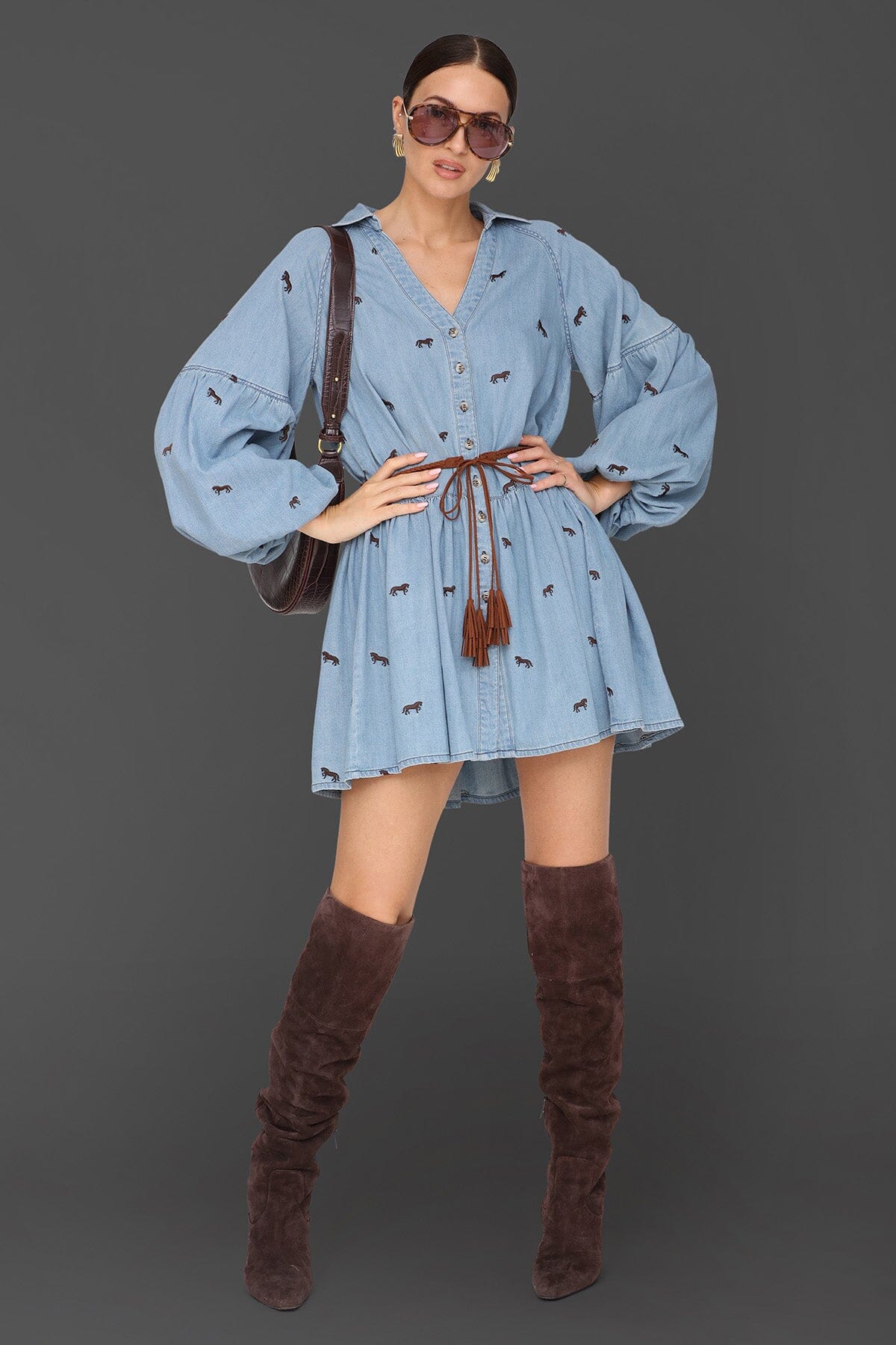 Equine Embroidered Cotton Mini Dress Dresses Avec Les Filles 