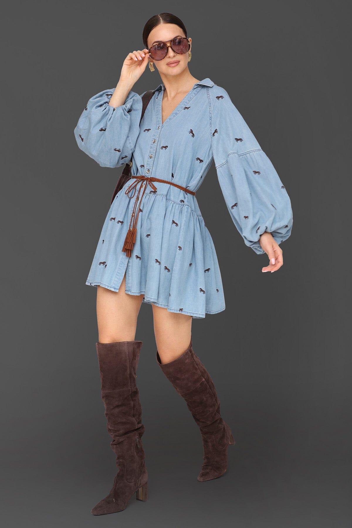 Equine Embroidered Cotton Mini Dress Dresses Avec Les Filles 