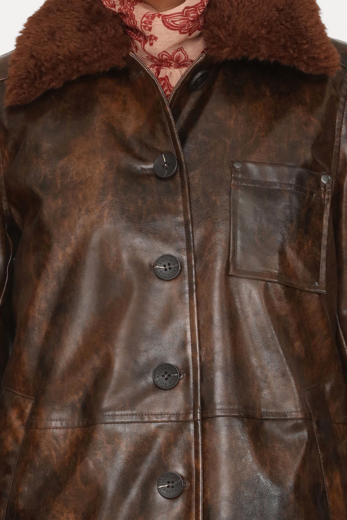 Faux-Ever Leather™ Fur Collar Barn Jacket Coats & Jackets Avec Les Filles 