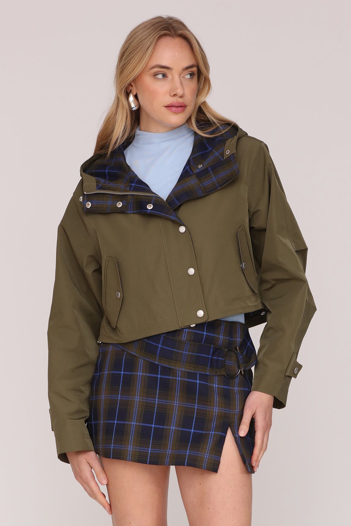 Cropped Anorak Rain Jacket Coats & Jackets Avec Les Filles Military XS 