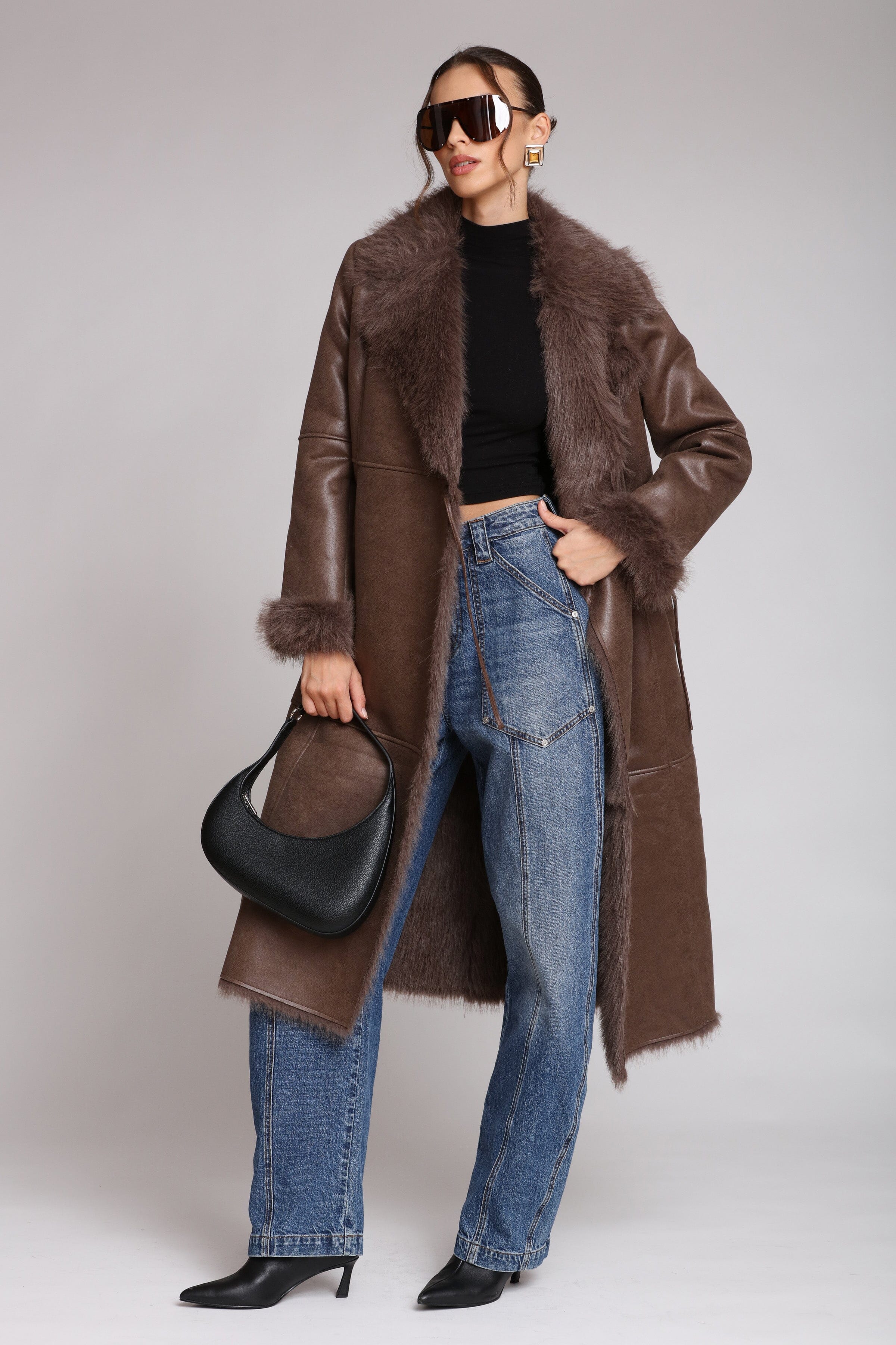 Faux Shearling Midi Wrap Coat Coats & Jackets Avec Les Filles 