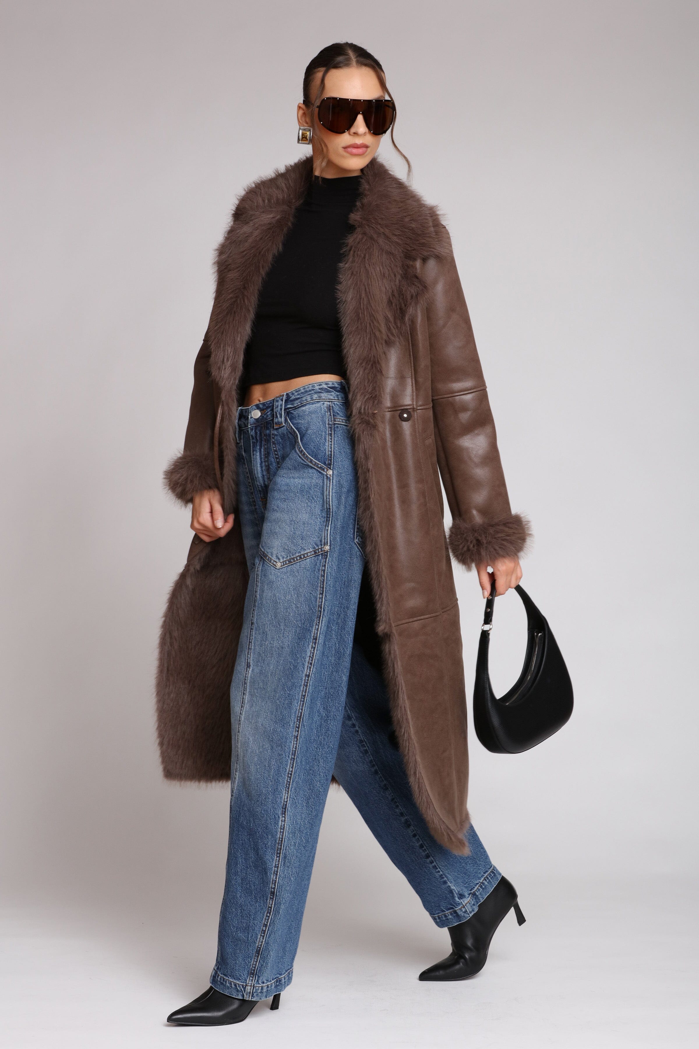 Faux Shearling Midi Wrap Coat Coats & Jackets Avec Les Filles 