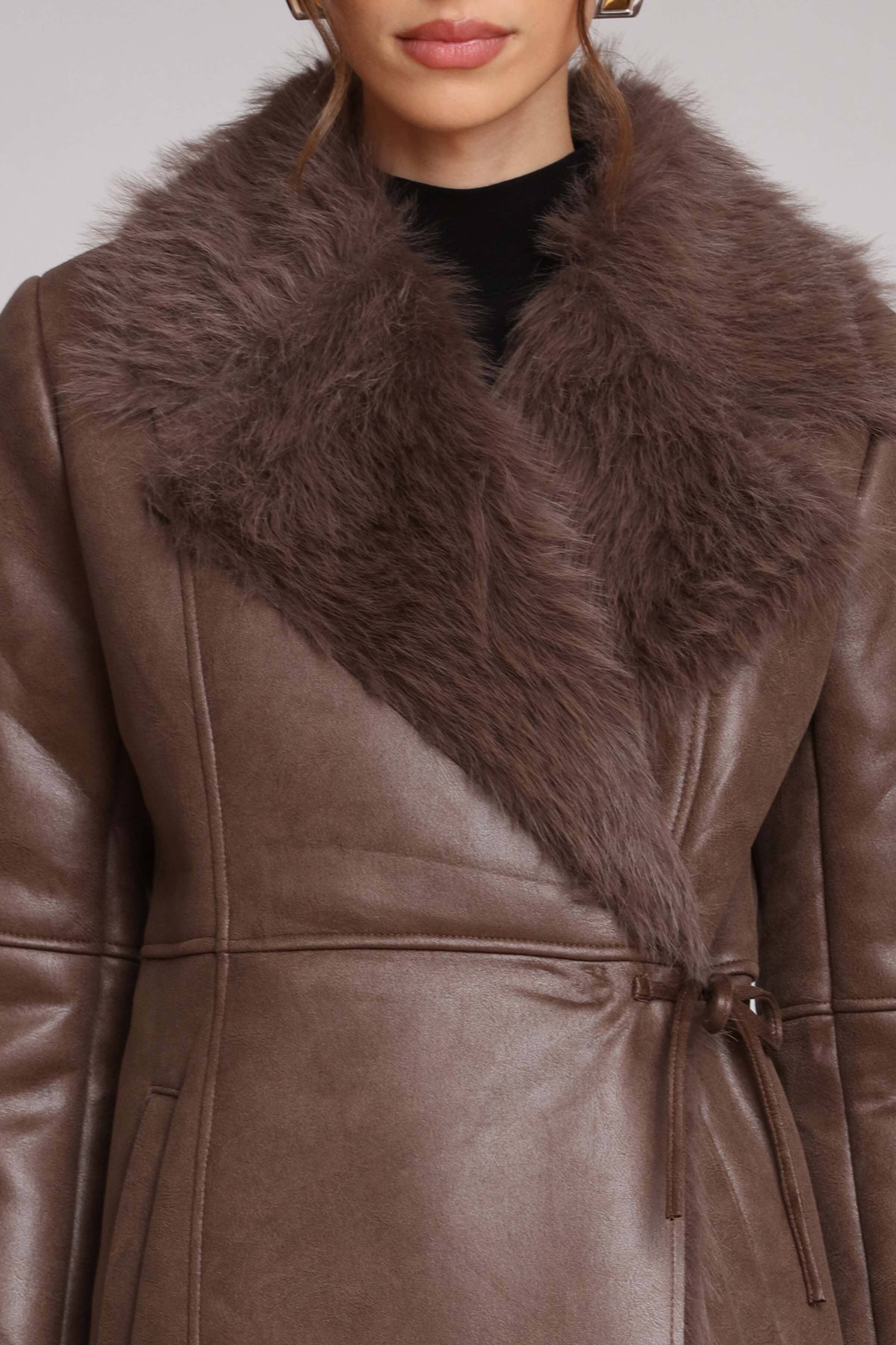 Faux Shearling Midi Wrap Coat Coats & Jackets Avec Les Filles 