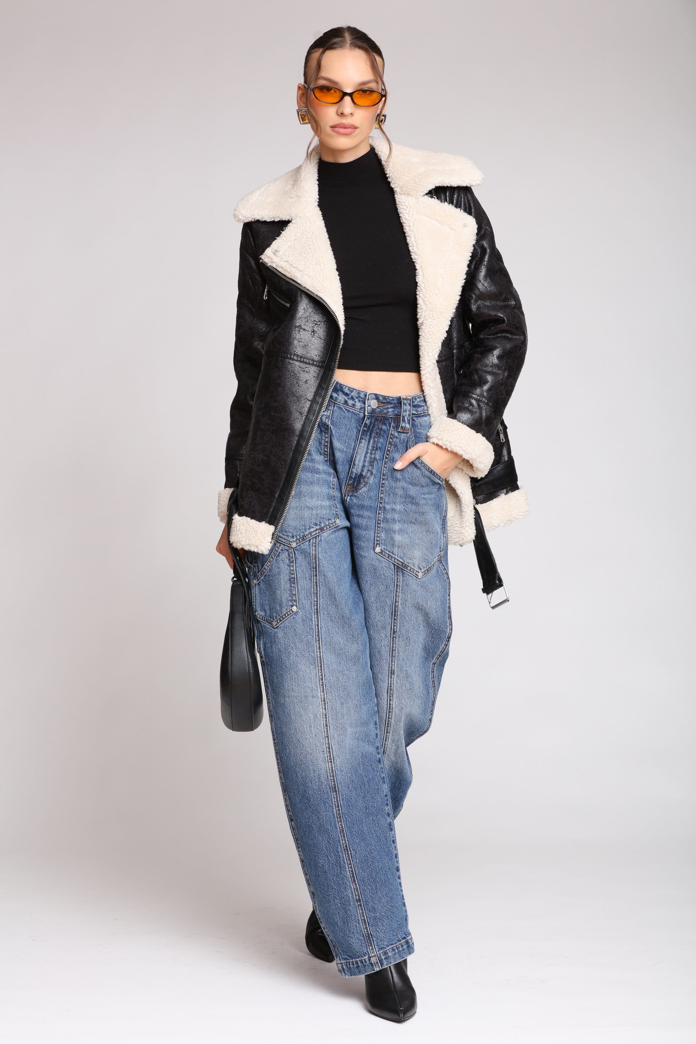 Faux Shearling Biker Coat Coats & Jackets Avec Les Filles 