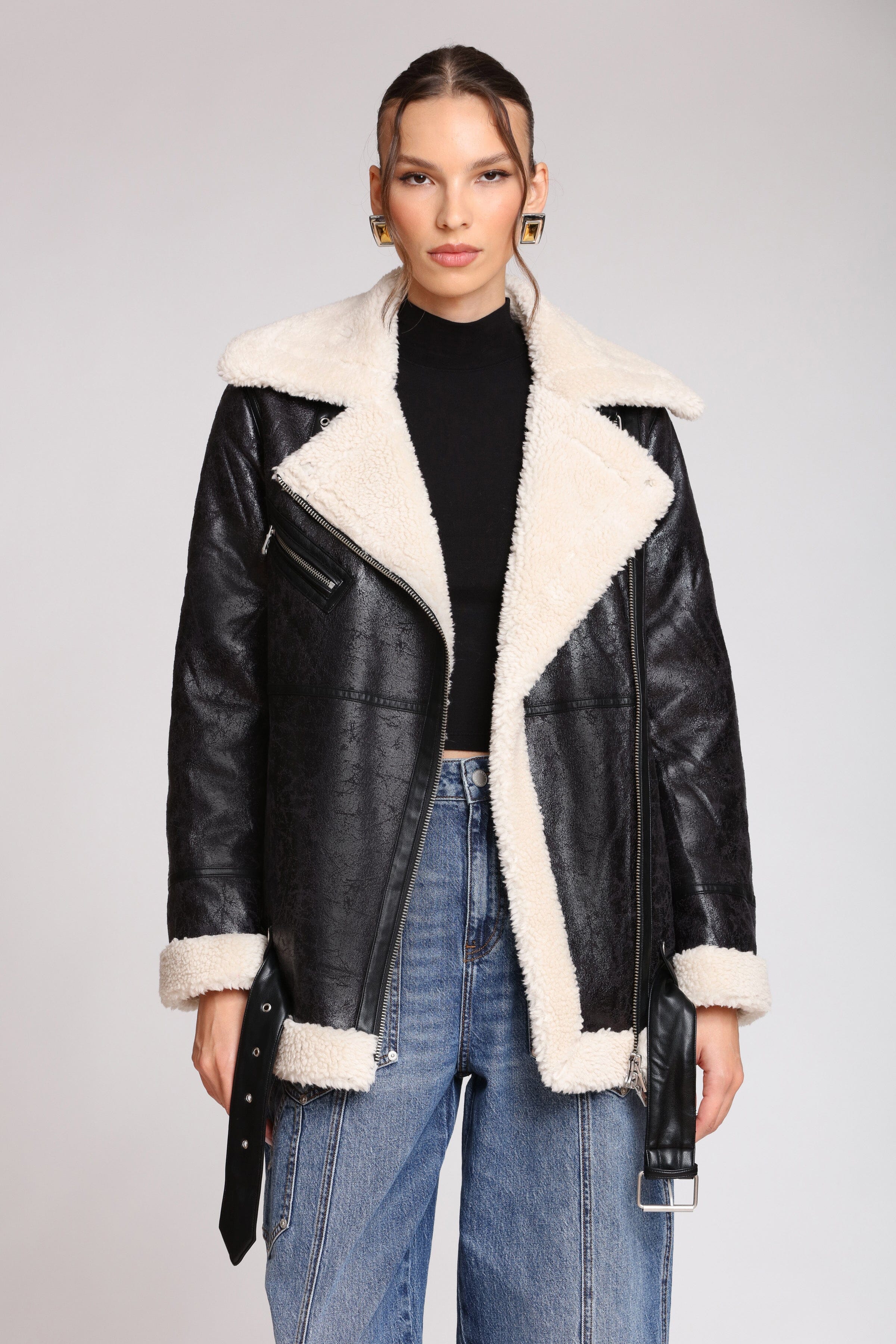 Faux Shearling Biker Coat Coats & Jackets Avec Les Filles 