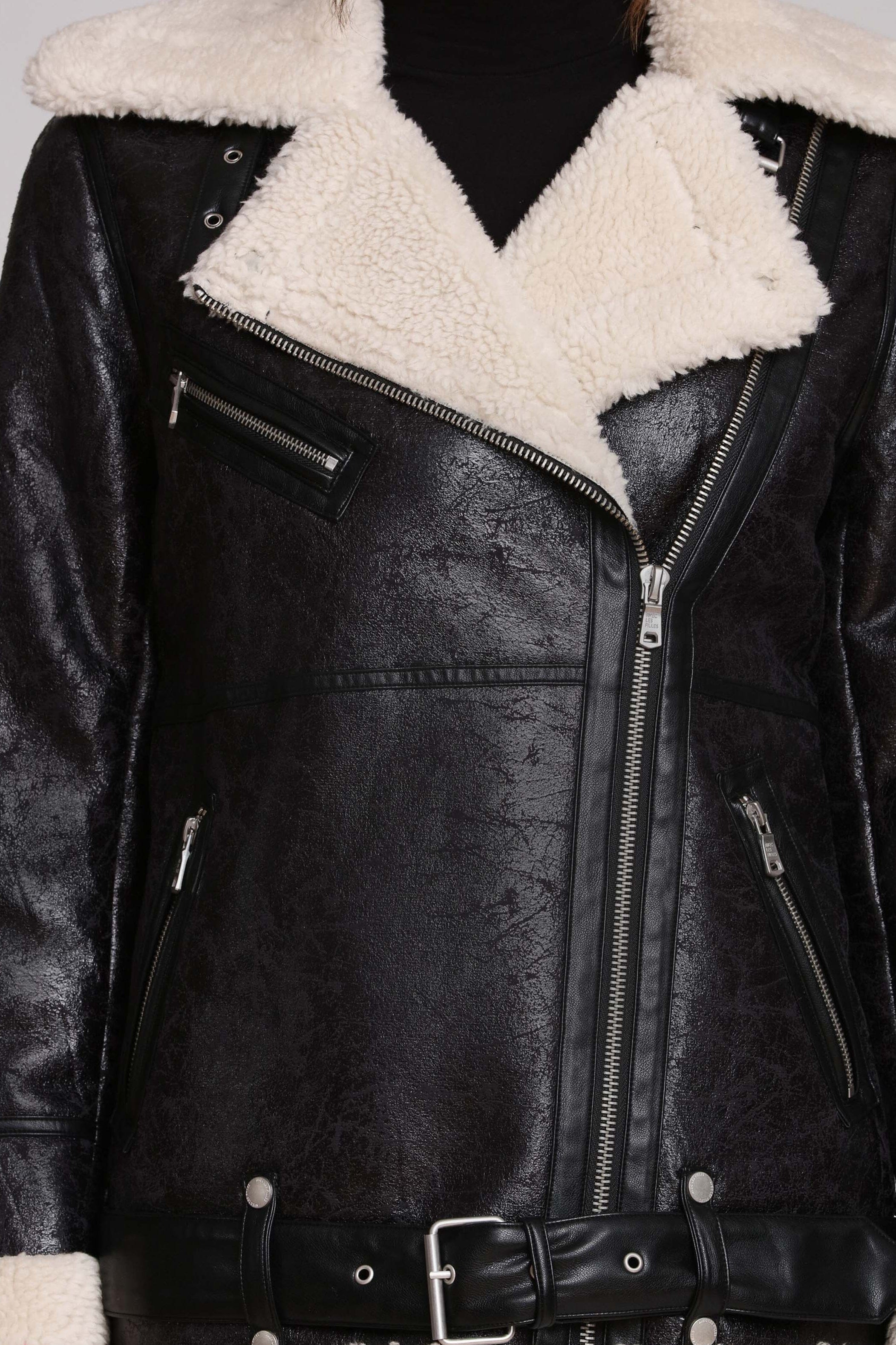 Faux Shearling Biker Coat Coats & Jackets Avec Les Filles 