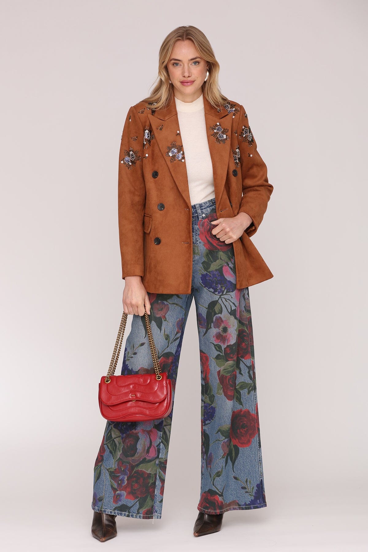 Floral Print Wide Leg Jeans Pants Avec Les Filles 