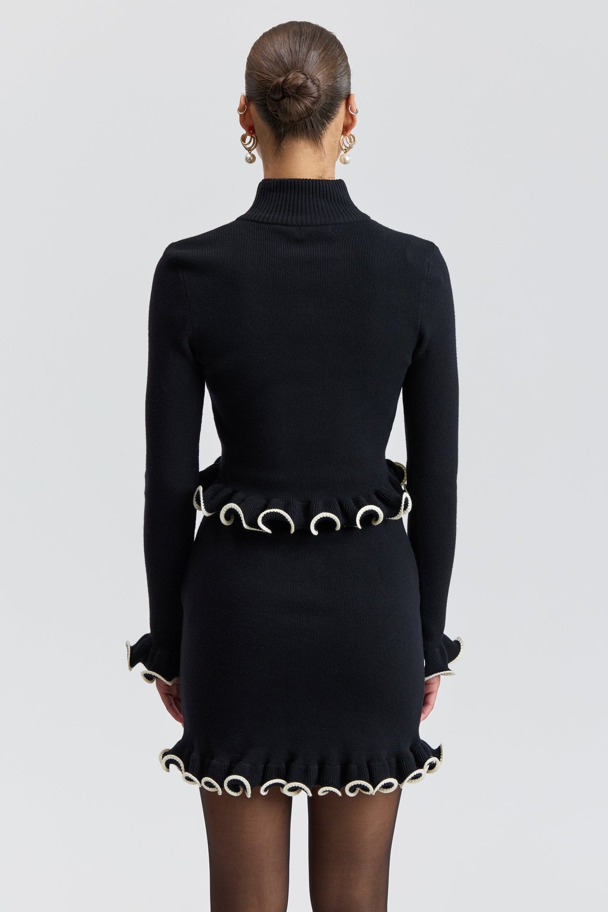 Ruffle Trim Cropped Mock Neck Sweater Sweater Avec Les Filles 