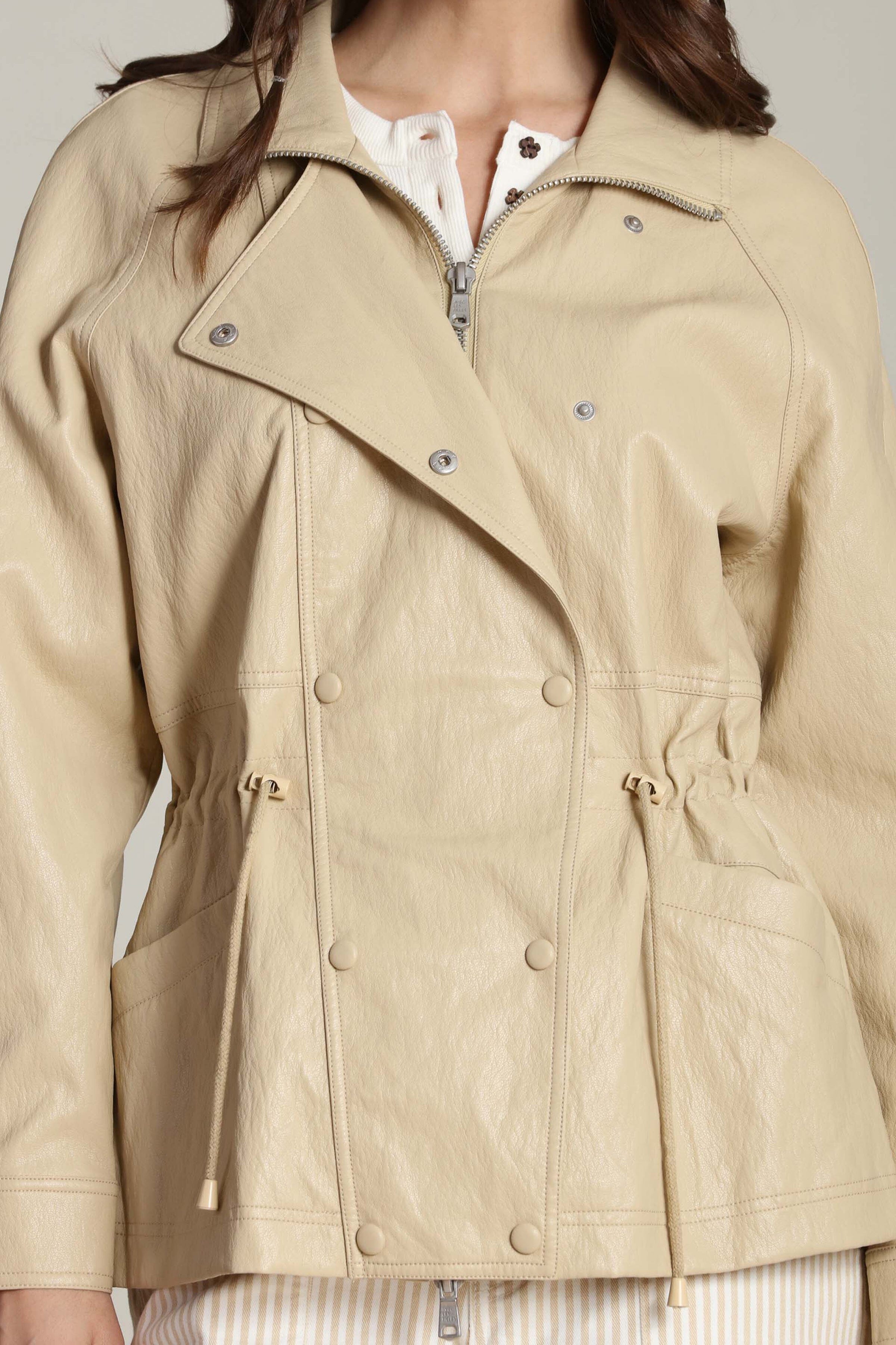 Tan faux leather anorak jacket - Cute women's parka jackets by Avec Les Filles