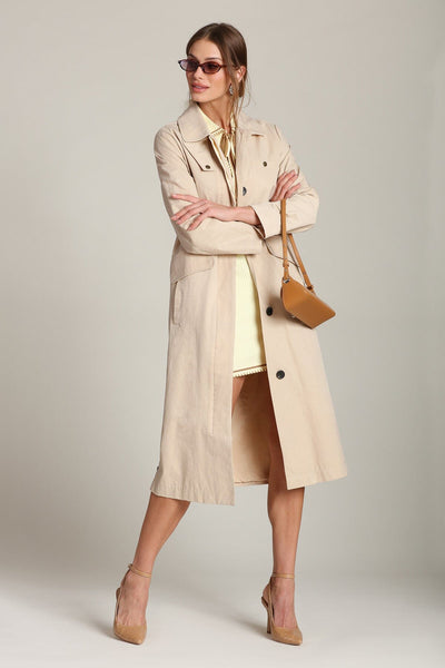 【muguet rose midi trench coat】DARK BEIGE muguet rose midi trench coat】DARK BEIGE
