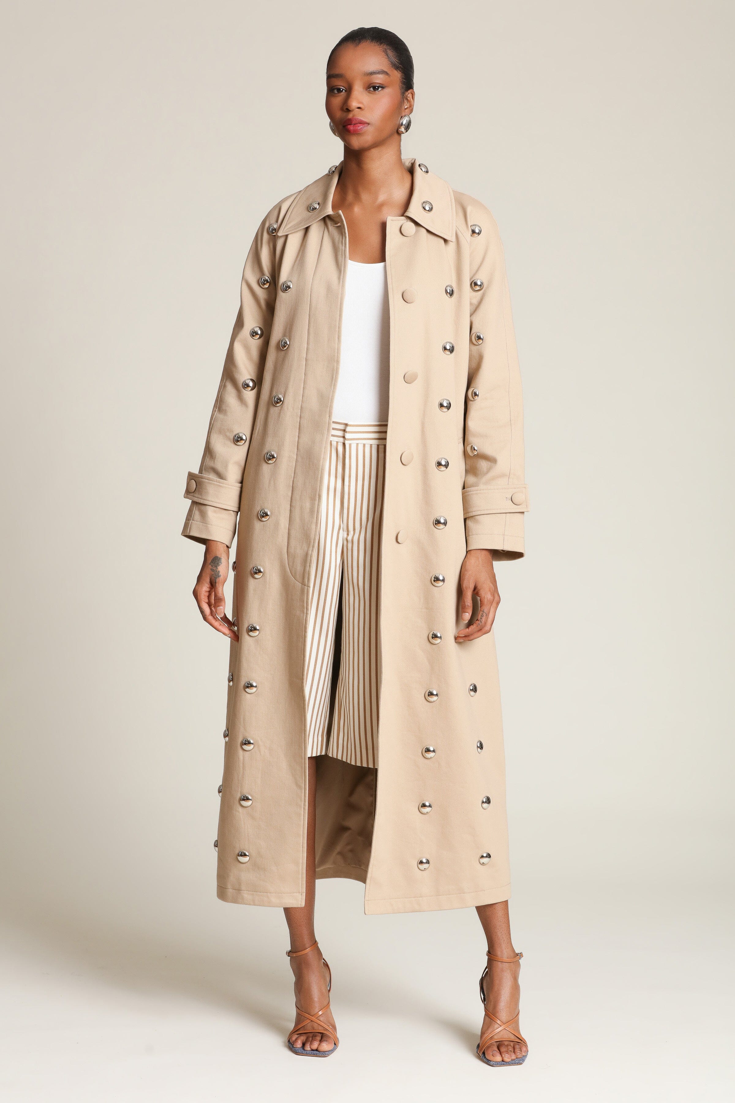 Cotton beige maxi trench coat - Shop trench coat womens clothing by Avec Les Filles