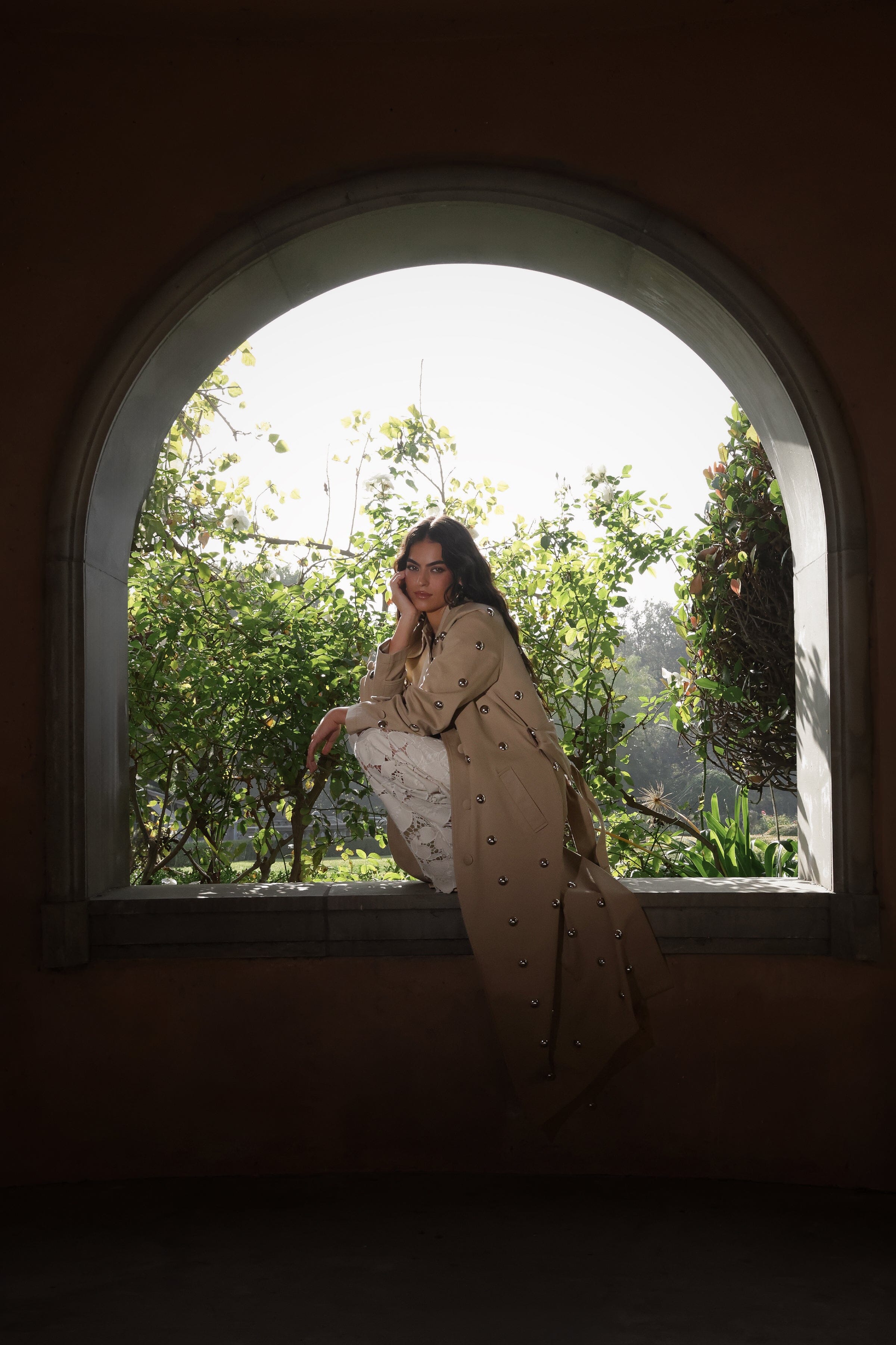 khaki trench coat with belt - Shop women's long trench coats by Avec Les Filles