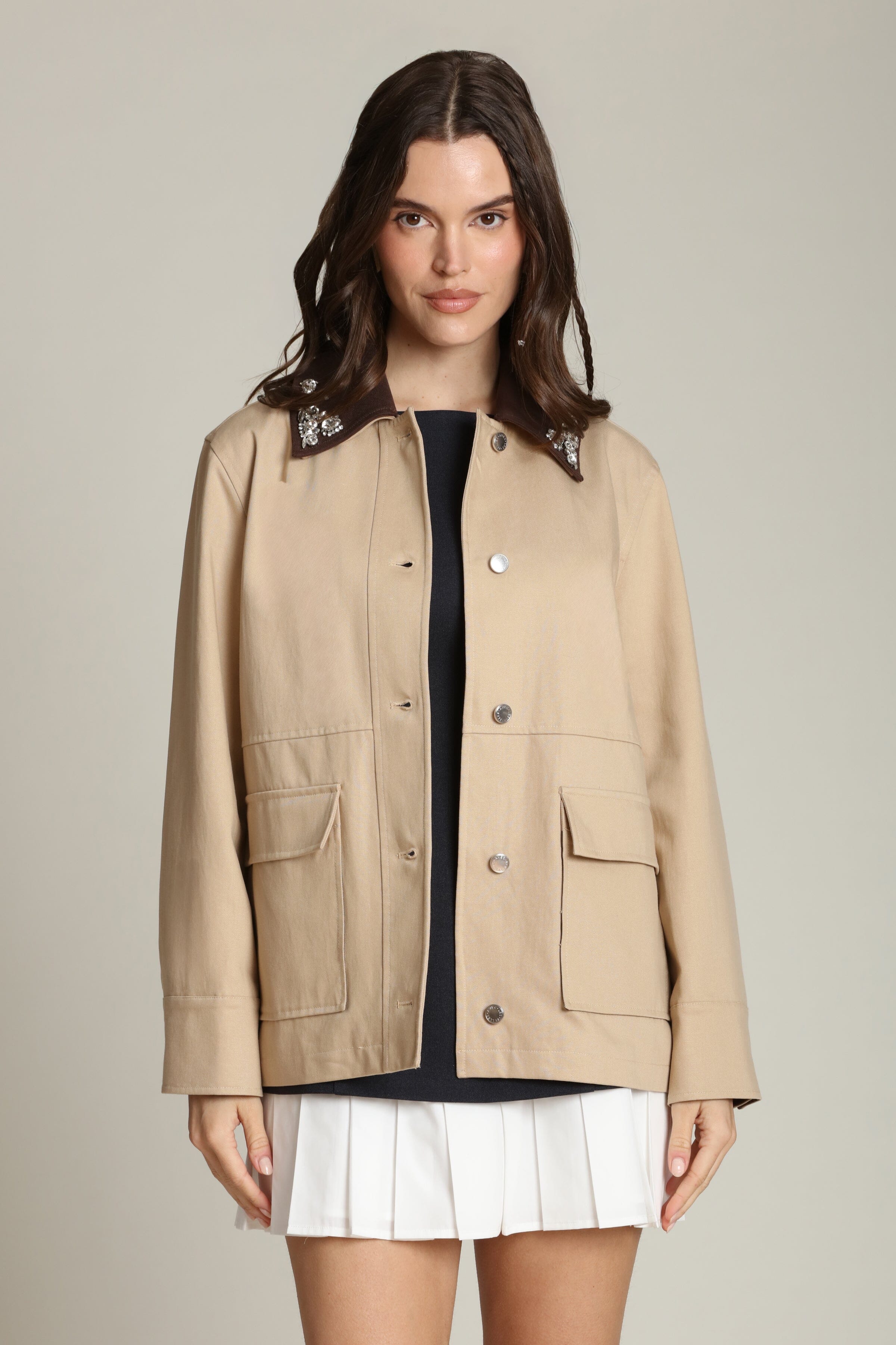 Embellished Cotton Lyocell Barn Jacket Coats & Jackets Avec Les Filles 